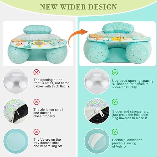 Miniatura 2 de Asiento inflable en forma de U mejorado para bebé de 3 a 36 meses, silla de bebé portátil con bandeja sensorial de actividad para sentarse, asientos