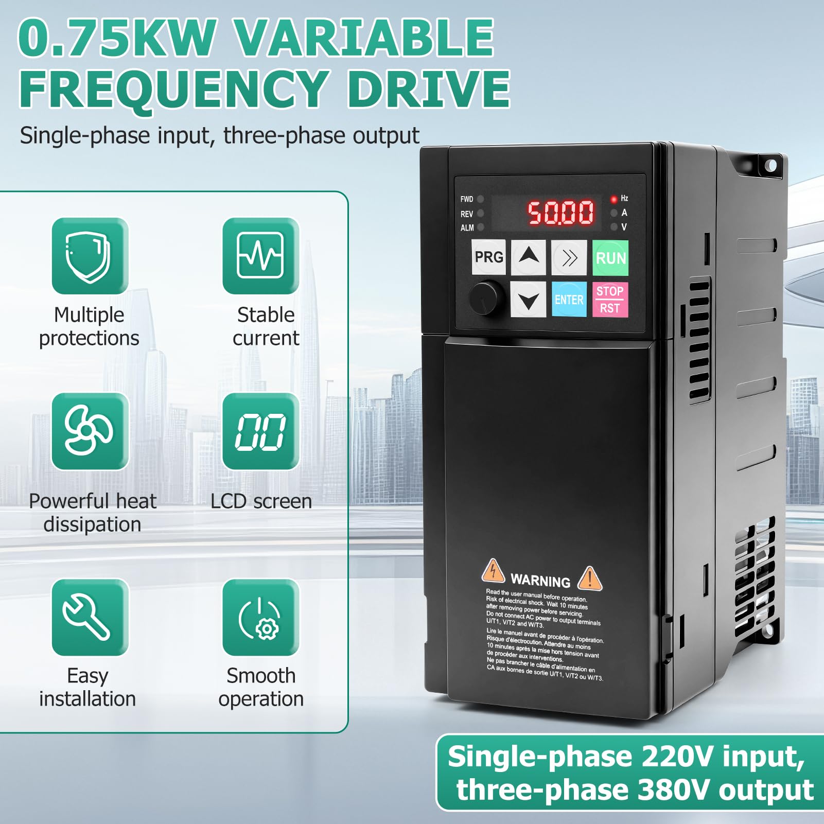 Frequenzumrichter 230V 400V, 1-Phasig 230V-Eingang 3-Phasen 400V-Ausgang