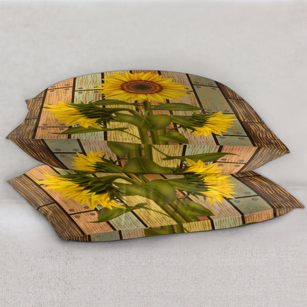 Confezione da 2 federe in raso con girasole in legno, per capelli e pelle, con chiusura a busta, super morbide, resistenti alle pieghe, resistenti alle macchie, 50,8 x 101,6 cm