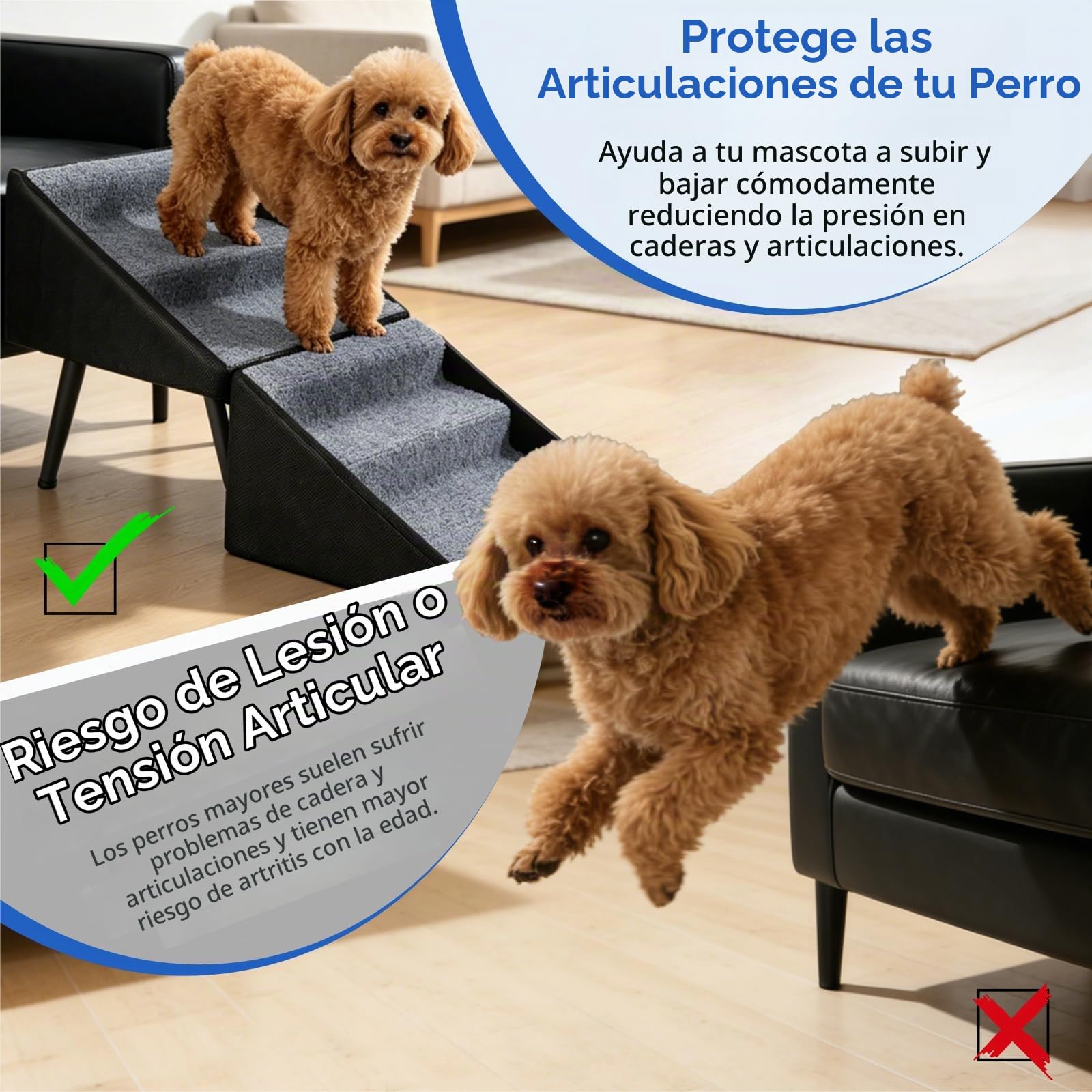 Escalera Plegable para Perros Pequeños y Gatos, Escalera Antideslizante