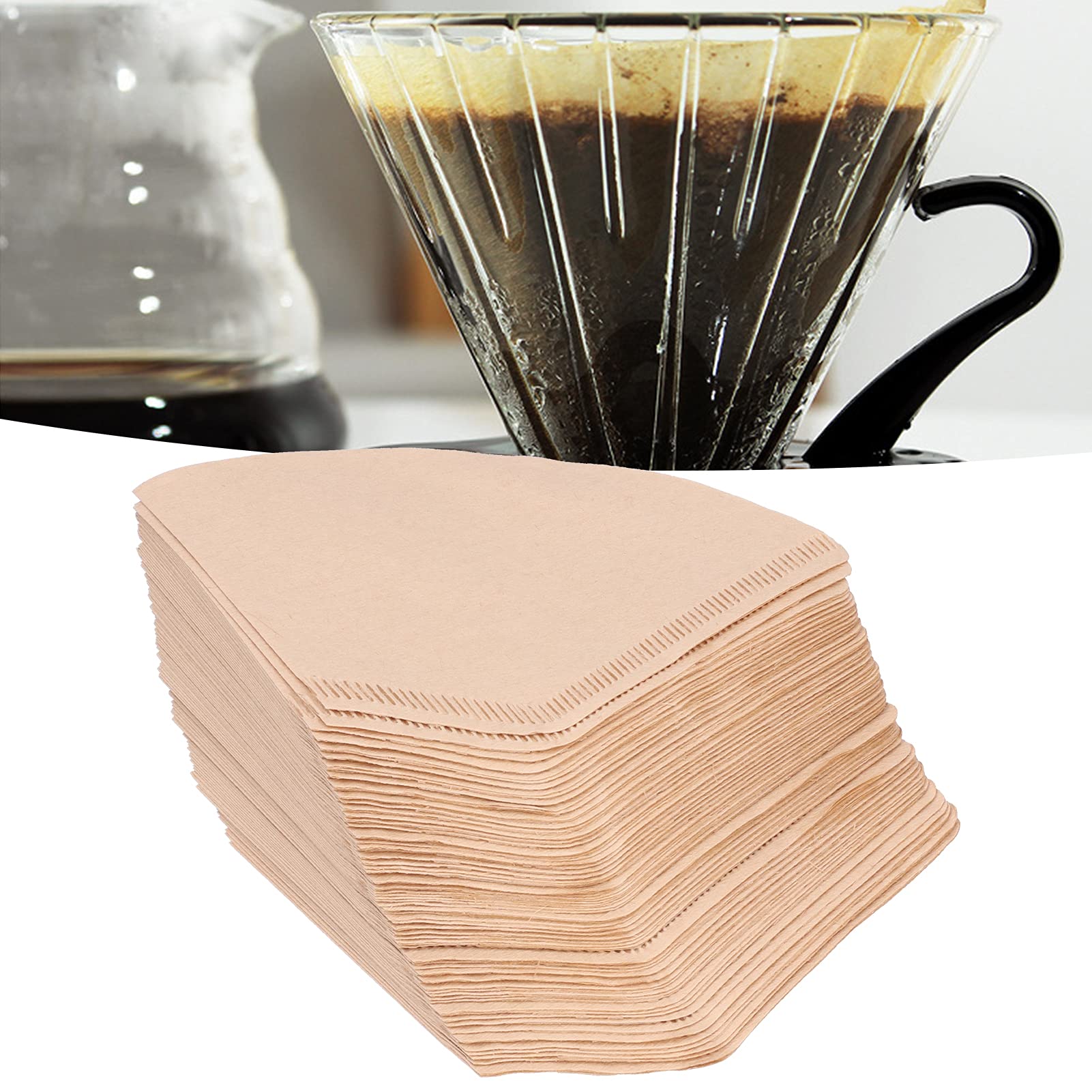 Pour over coffee filter, Coffee Filter Paper(100 pcs/Bag), Scalloped coffee filter, Unbleached coffee filter, for Pour Over Coffee Dripper and Coffee Maker(2 4 cup), Coffee Filter Paper(100 p