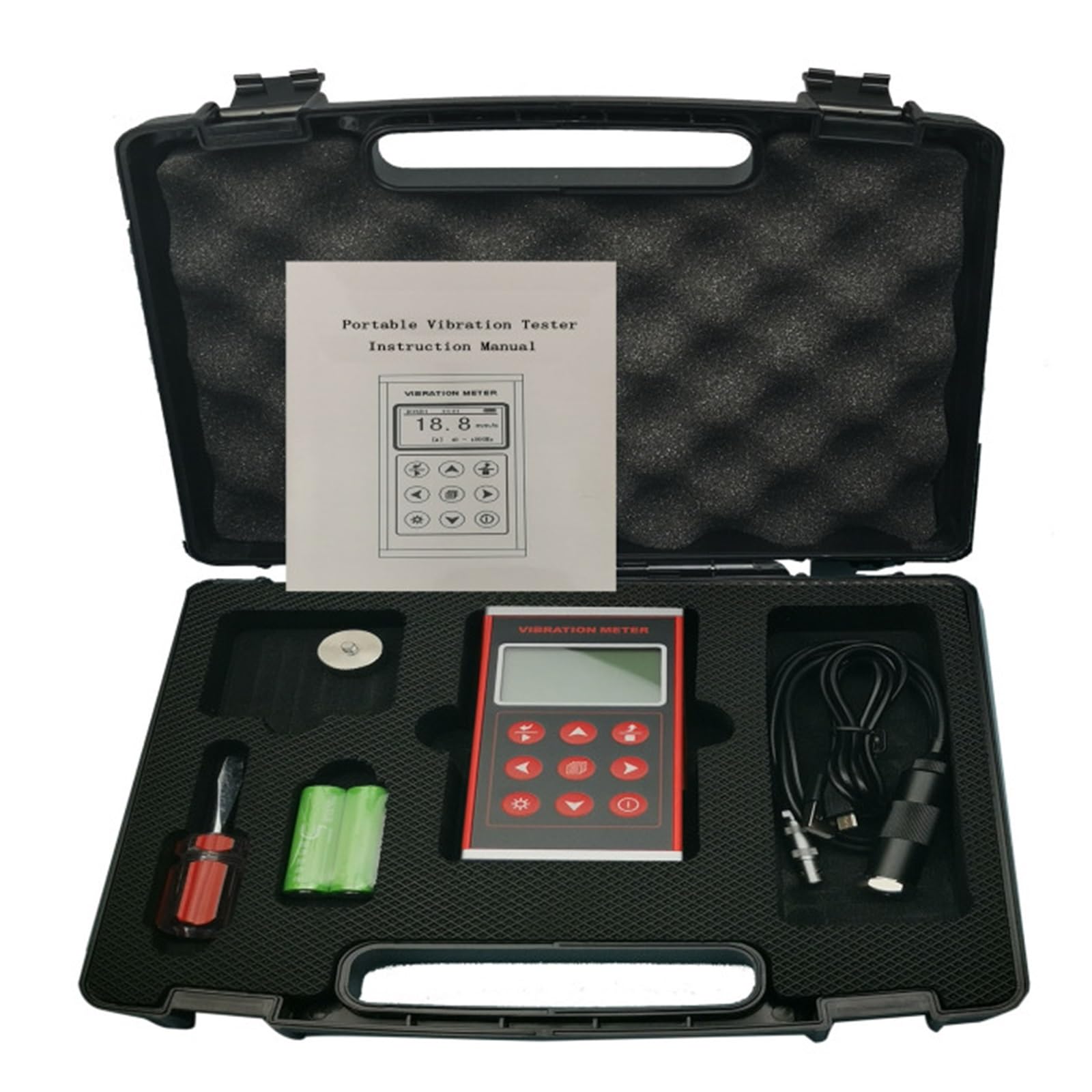 Vibrationsmessgerät, Tragbares Schwingungsmessgerät TMV120 mit kundenspezifischer Sondenkabellänge von 3 Metern