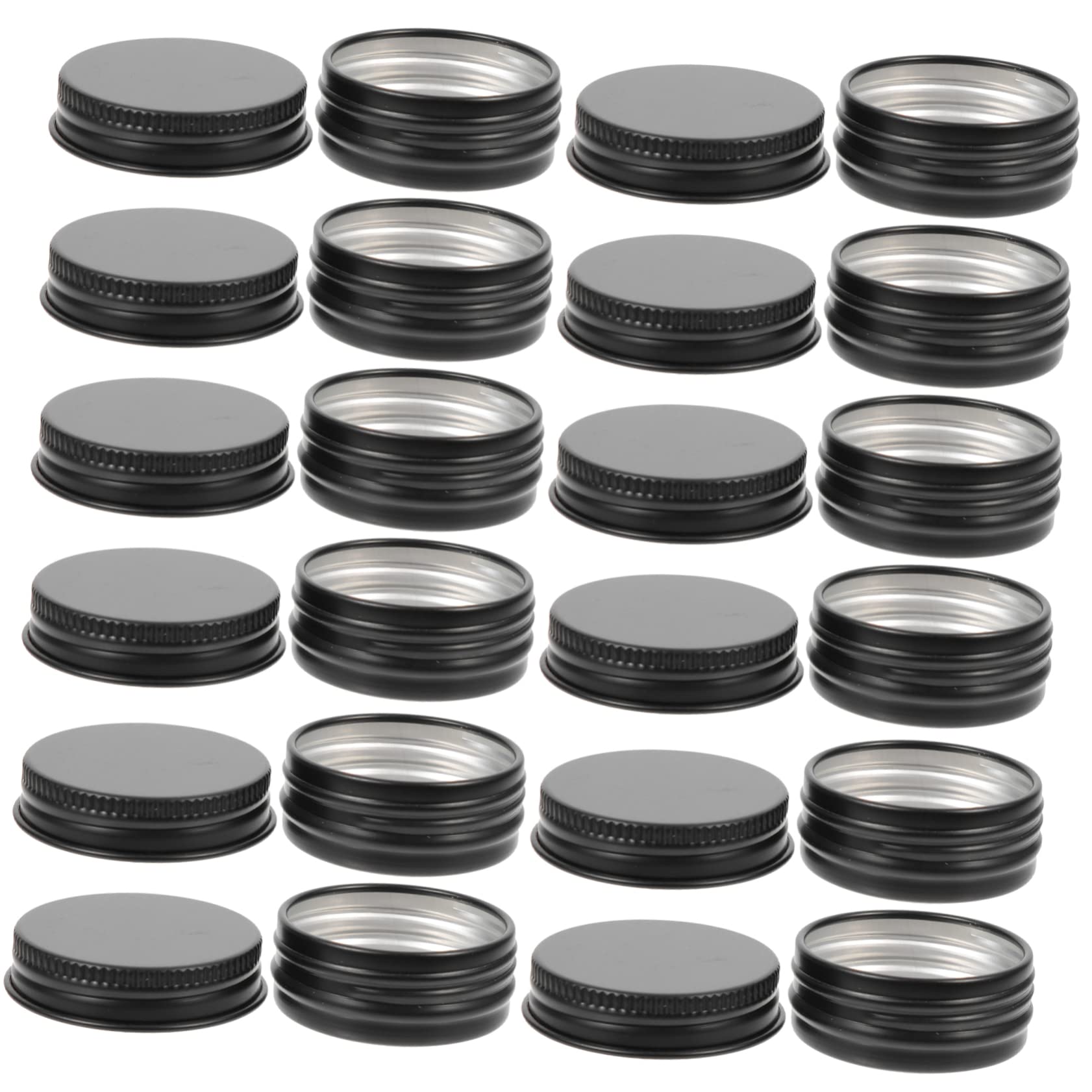 HOMOCONO 24pcs Round Aluminum Tin Containers Screw Lids Versatile Storage for Crafts Scented Candles and Office Supplies Portable Metal Jars for Travel and Home Use