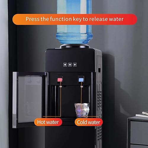 Miniatura 4 de Enfriadores de agua de 5 galones, dispensador de agua caliente y fría para botellas de 5 galones y botellas de 3 galones, diseño negro de lujo,