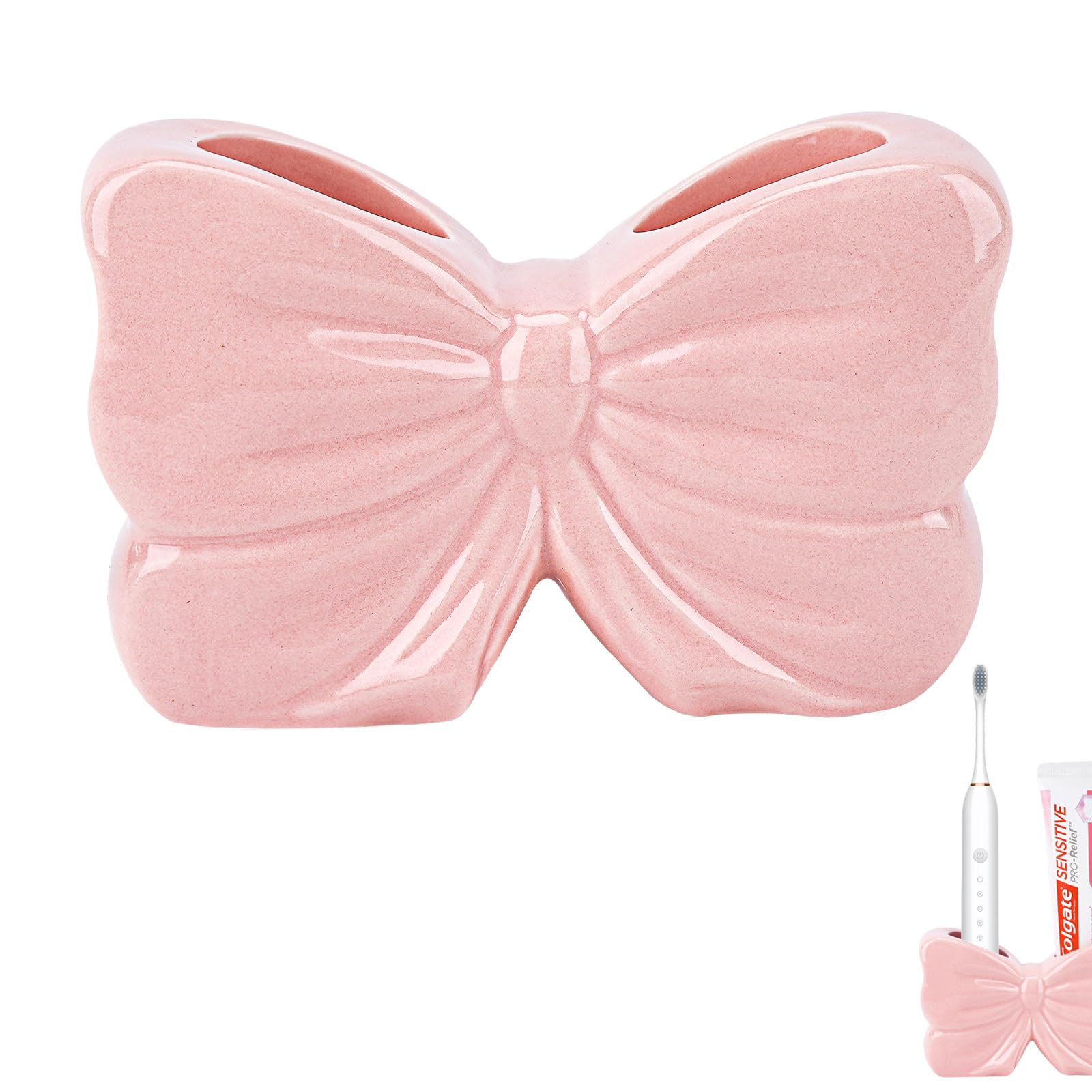 Biiange Pink Magnetic Toothbrush Holder – Butterfly Acrylic Stand With Drain Holes For Electric Toothbrush & Paste - View #6