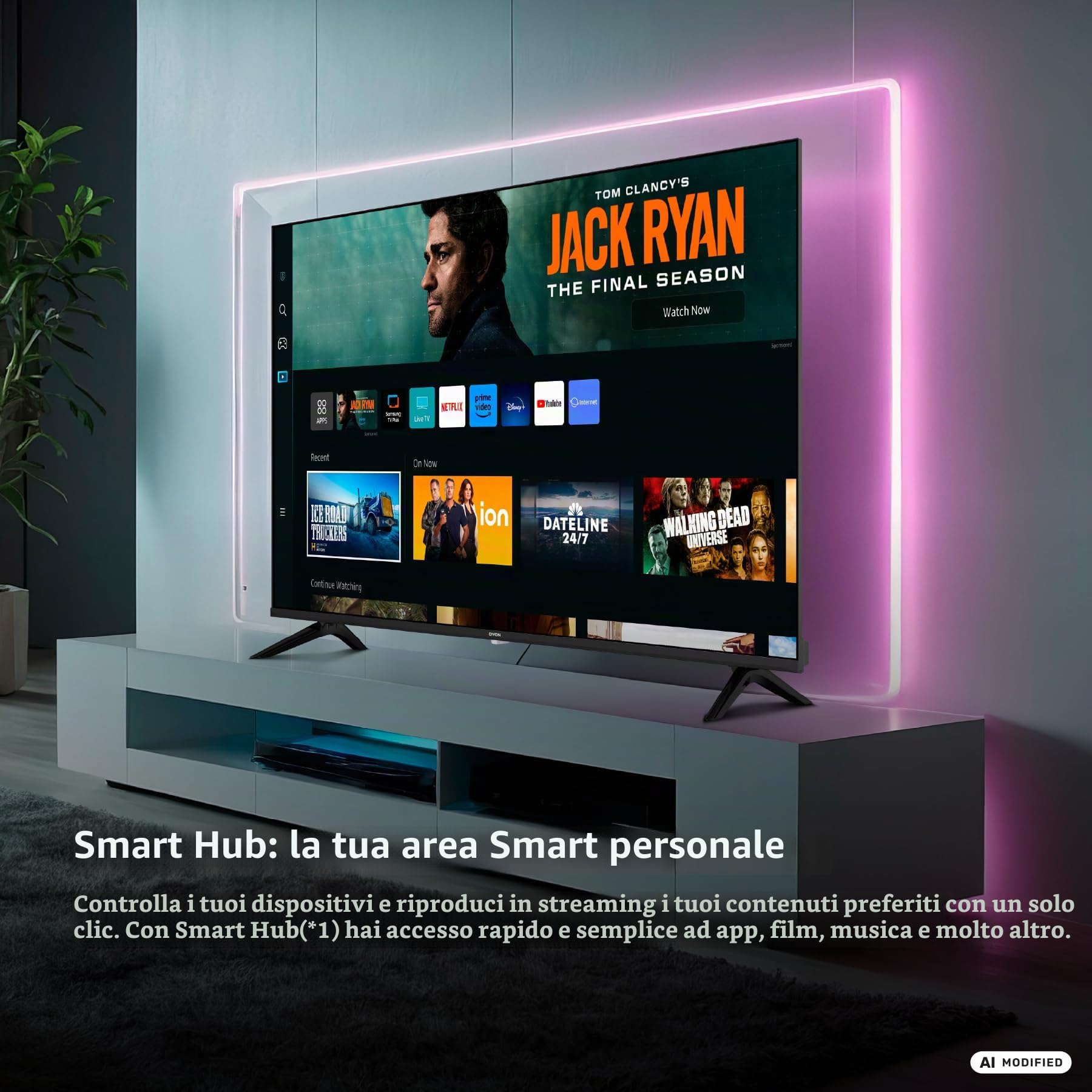 DYON ULTIMAX 32F-TI TV Full HD 32" (80 cm) (1080p, Smart TV, Tizen OS, triplo sintonizzatore (DVB-C/-S2/-T2), Samsung Smart & Gaming Hub, Prime Video, Netflix, Disney+), 2025