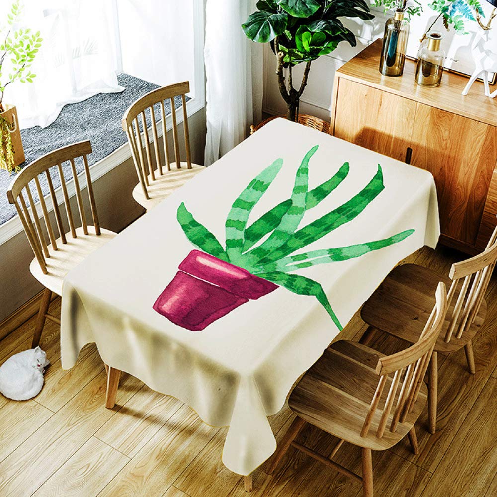 JUNJUN 3D Green plant Tablecloth Creative Green Plant Pattern Polyester Comfortable Waterproof Table Cloth Cover for Children 55x71inch 140x180cm
