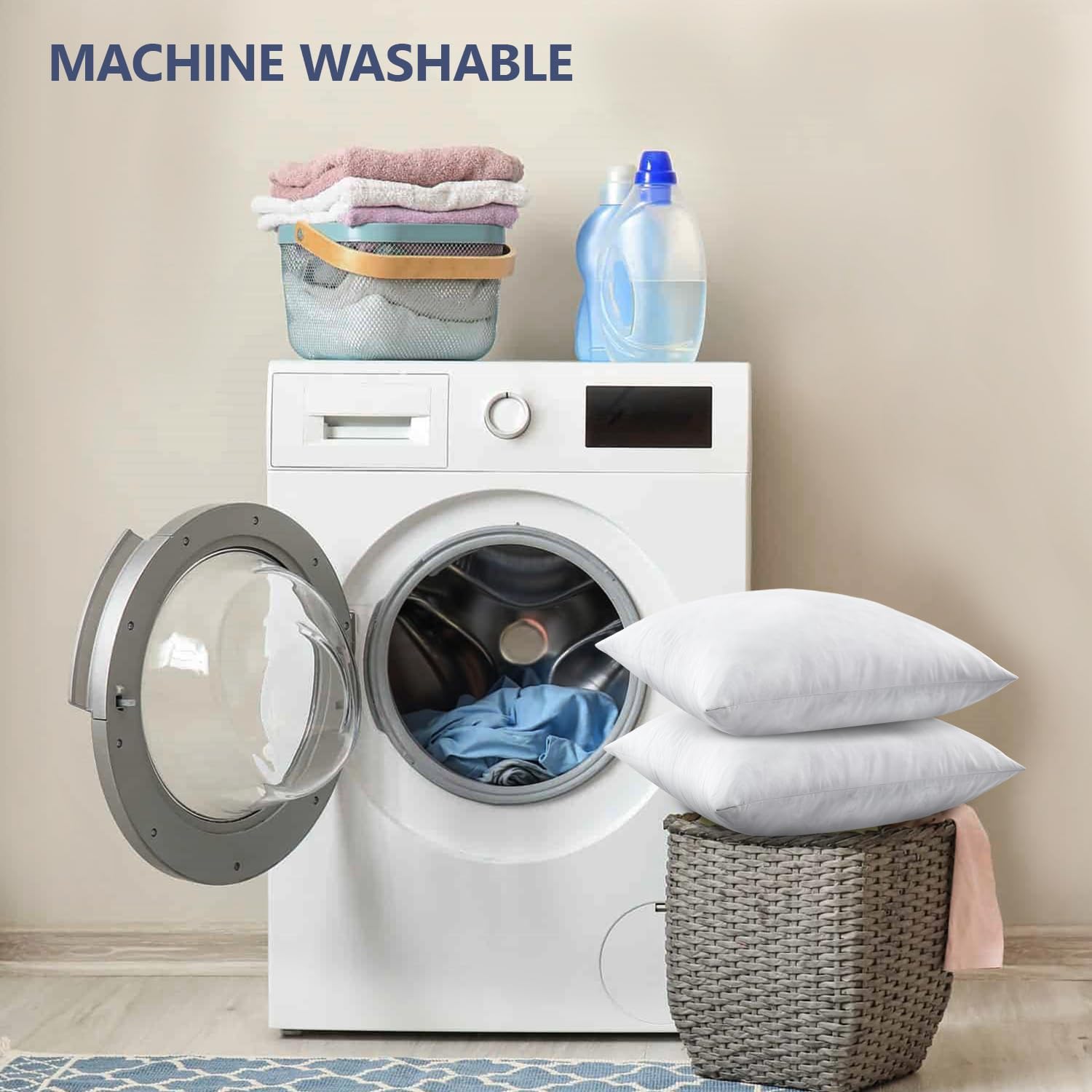 Glaciman 18x18 Premium Feather Throw Pillow Inserts (Pack of 2) - Soft Fluffy Decorative Pillow for Sofa, Bed, Couch - Feather and Down Square Euro Pillows