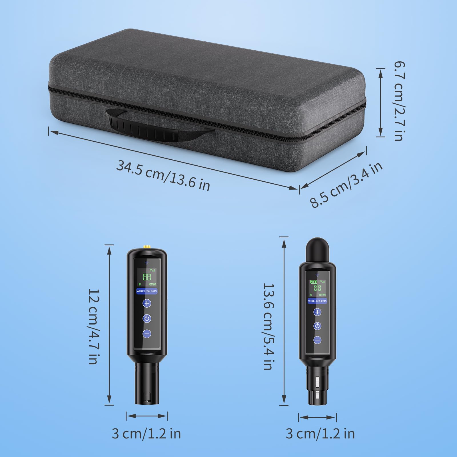 Controller wireless con scatola, trasmettitore wireless/6 ricevitori, ricevitore a batteria con touchscreen, durata della batteria di 20 ore