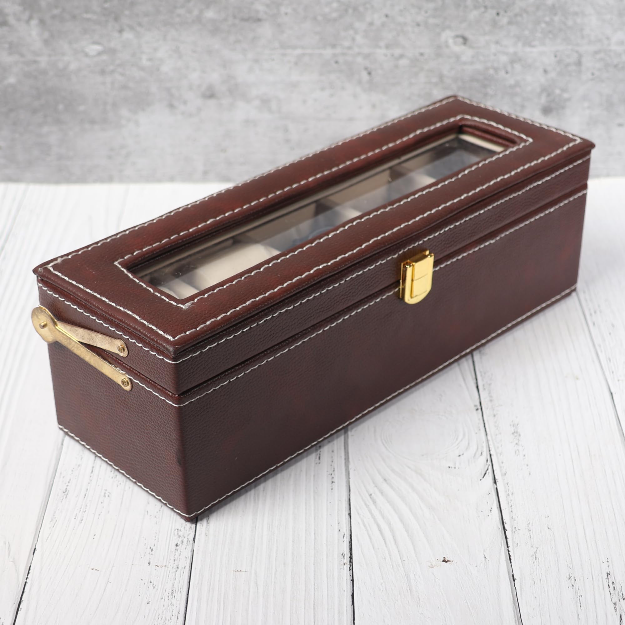 Each and Everything Watch Box Organizer Slot Watch Storage Holder and Display Collection Box with Transparent Glass-Watch Case Organiser for Men and Women-Travel Friendly Box for Gifts (Brown) (B0C7YZ9CSH) Amazon Price History, Amazon Price Tracker