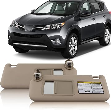 Left Driver and Right Passenger Side Sun Visor Compatible with RAV4 2006 2007 2008 2009 2010 2011 2012 2013 Sunvisor Replaces 74320-42501-A1 74310-42452-A1Beige