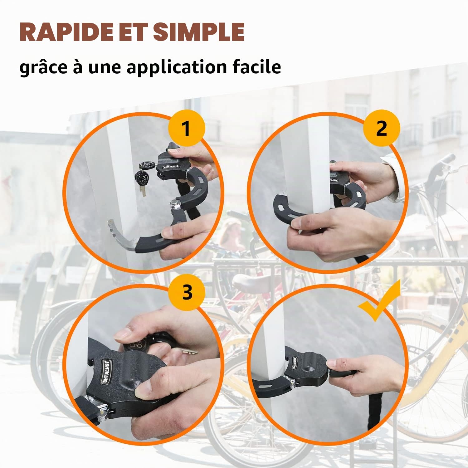 Antivol Trotinette Electrique,Cadenas Trotinette Electrique, Verrou de Menotte Pour Scooter électrique, Idéal Pour Les Vélos, Trottinettes, Poussettes, Portail, Clôture, Etc