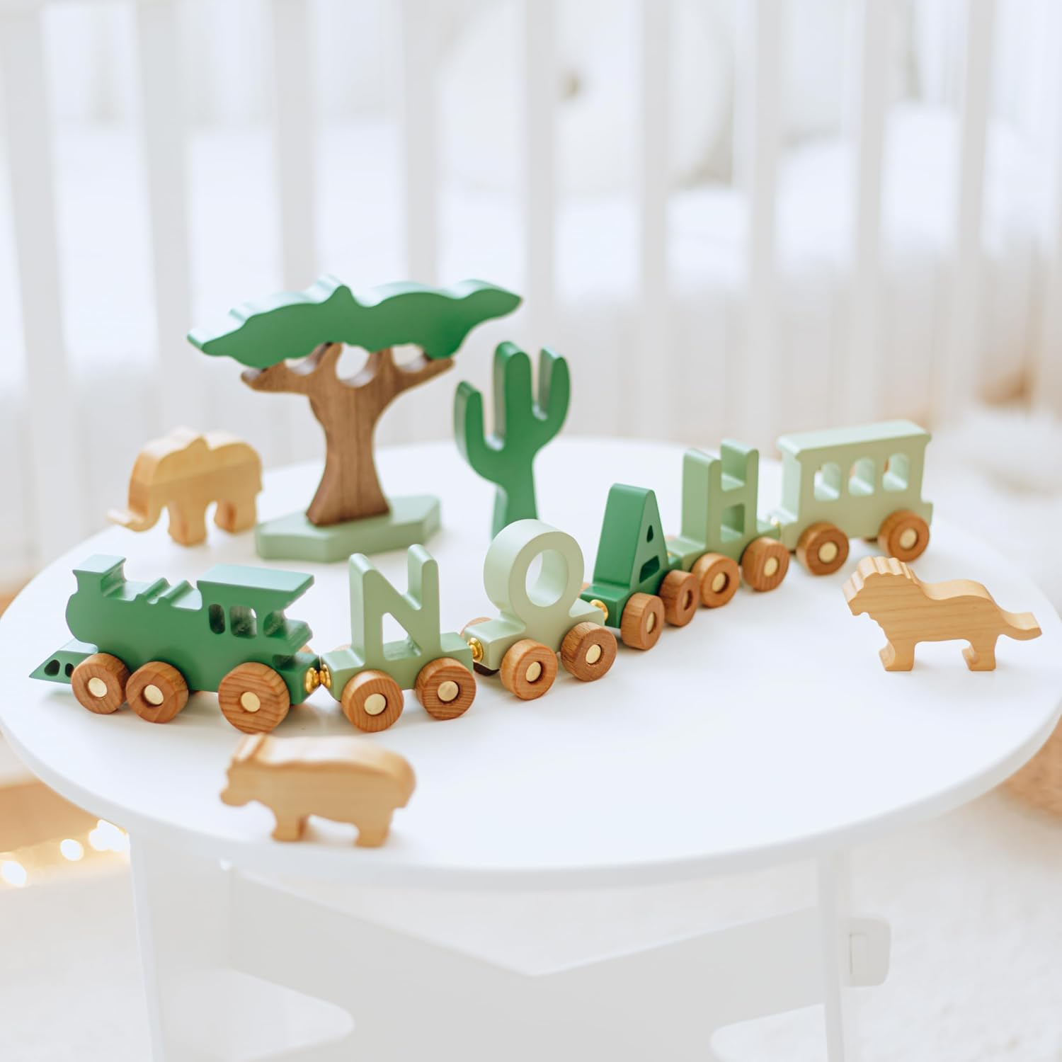 BUSY PUZZLE Colored Wooden Train with Name, Personalized Train, Name with Magnets, Alphabet Letter, Wooden Toys for Kids, Sensory Toys, 1st Birthday Gift