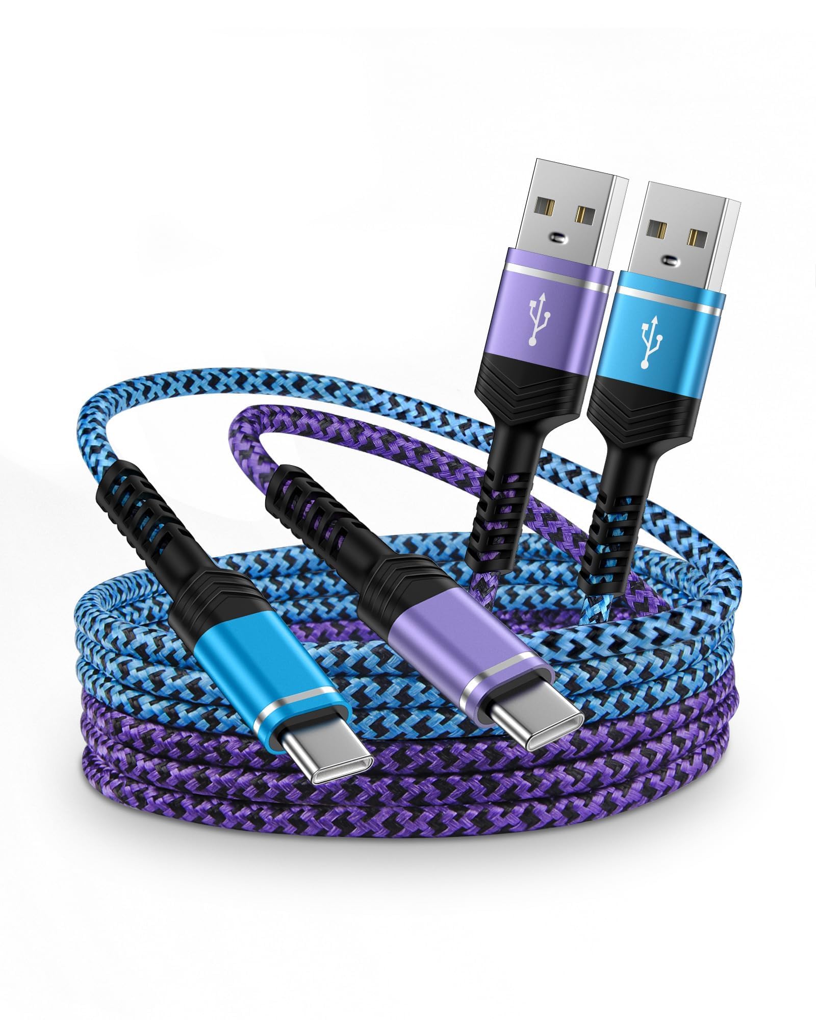 Confezione da 2 cavi da USB A a USB C, cavo di ricarica rapida in nylon intrecciato, cavo di ricarica di tipo C per iPhone 17e/17Pro/Air/16e/16/16Pro/15/15Pro, Samsung Galaxy S26/S25/S24/S23/S22