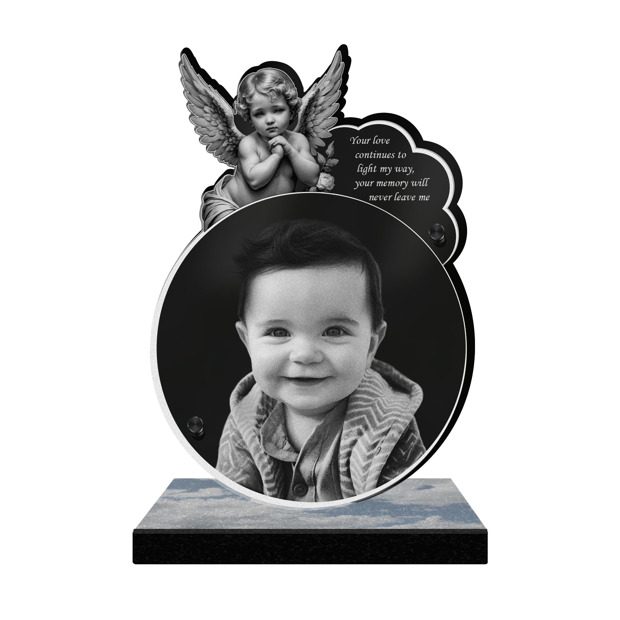 ETERNAL - Personalized Memorial Plaque Angel - Customizable Photo and Text, laser-engraved memorial plaque for tribute, plexiglass, cemetery plaque, tombstone, grave, commemoration