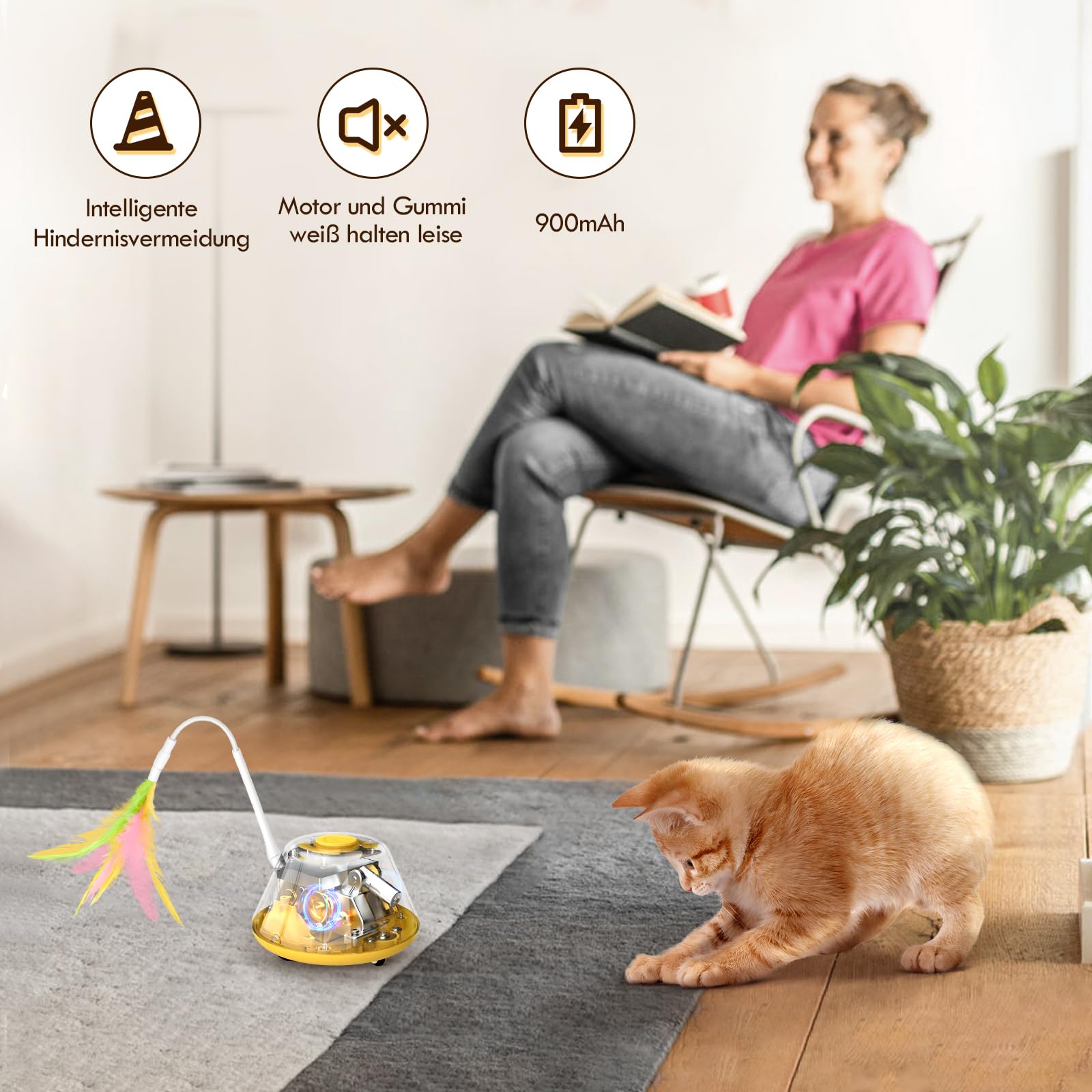 Giocattolo interattivo per gatti, giocattolo elettrico interattivo per esercizi e giochi, giocattolo intelligenza per gatti, un corpo giocattolo rimovibile, tre molle di ricambio e una funzione laser