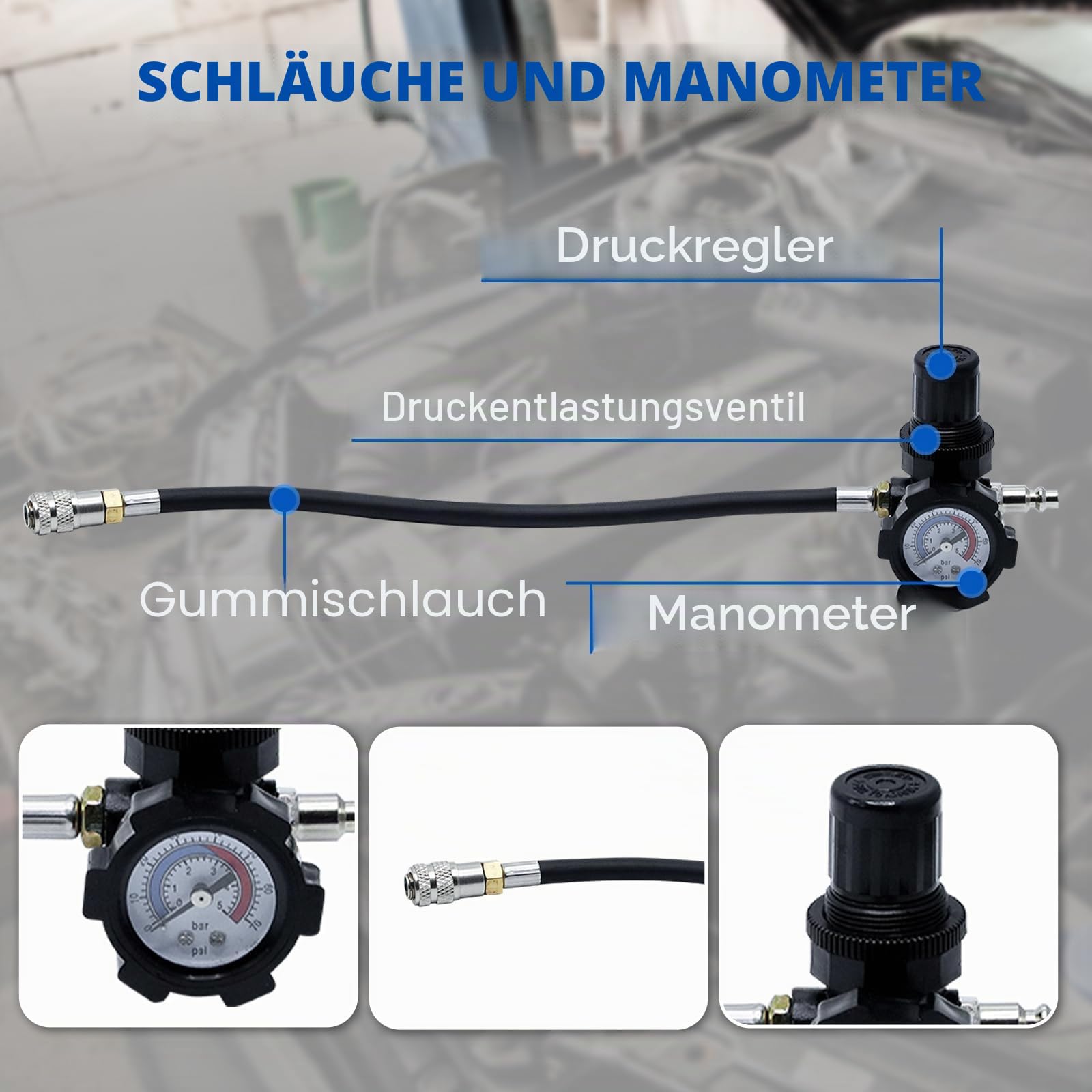 CCLIFE 9tlg Turbolader Ladeluft System Adapter Satz Prüfwerkzeuge Ladeluftkühler Abdrücksatz