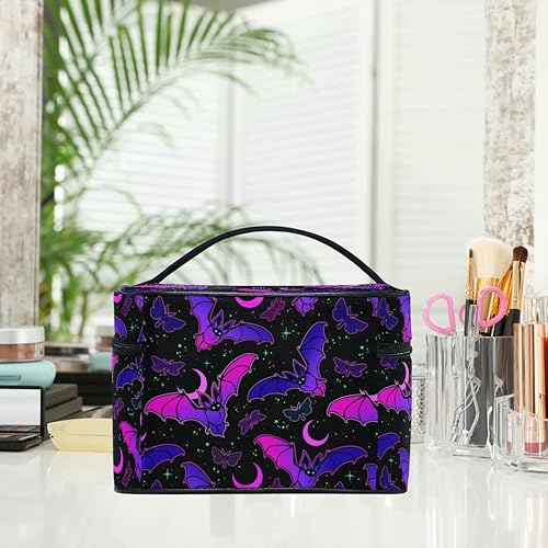 Miniatura 9 de Bolsa de maquillaje, bolsa organizadora de maquillaje de viaje con calavera y flores, neceser para niñas, mujeres y mujeres, Dibujos animados 164