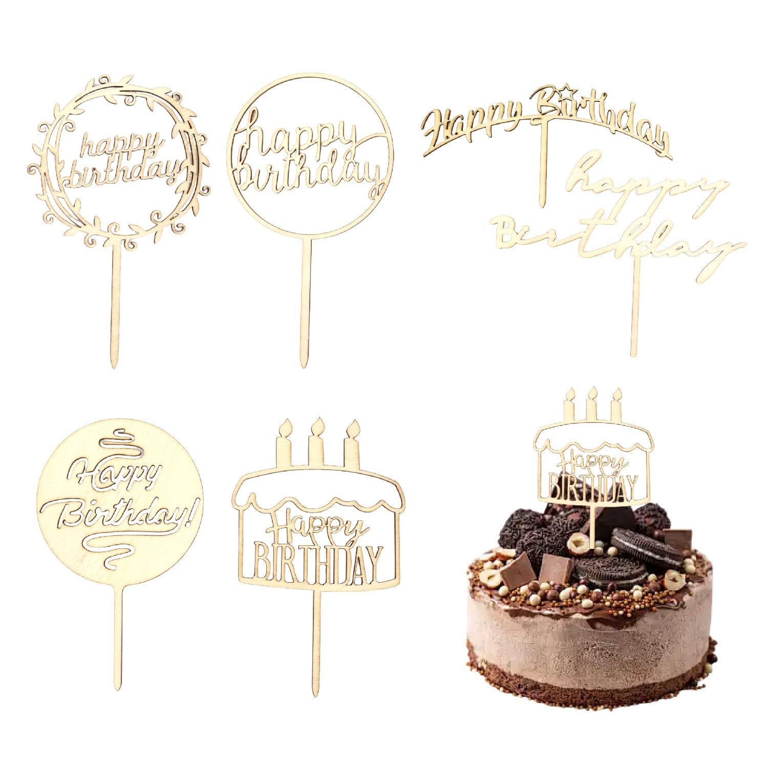 KKLM ケーキトッパー 誕生日 6点セット ケーキ飾り ケーキトッパー 誕生日用 メッセージカード デコレーション用品 Happy Birthday ハッピーバースデー バースデーパーティー ケーキ装飾 パーティーグッズ