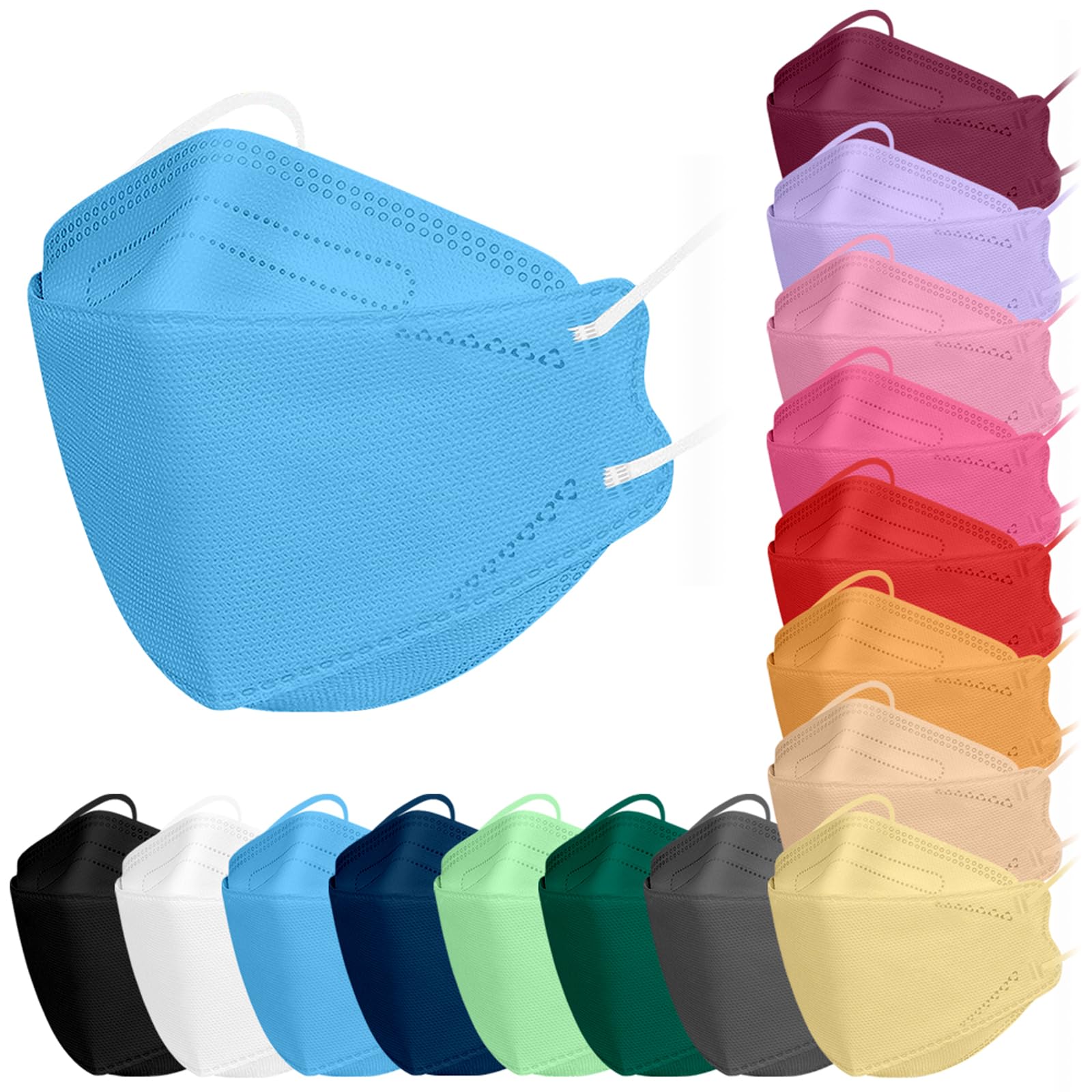FFP2 Maschera blu azzurro azzurro 10 pezzi maschere a forma di pesce, spedizione dalla Germania, morbidi passanti per le orecchie, respiratore, paradenti