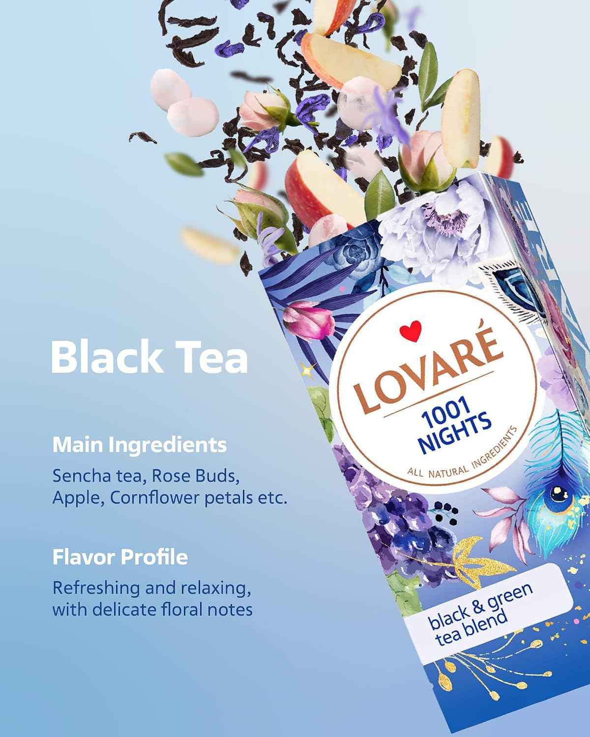 LOVARE Individually Tea Bags Bundle 48 Pack - 1001 Nights + Champagne Splashes - Made in Ukraine - Flavored Tea Blend Bundle in Gift Box for Tea Lovers - Mother's Day Gifts image 3