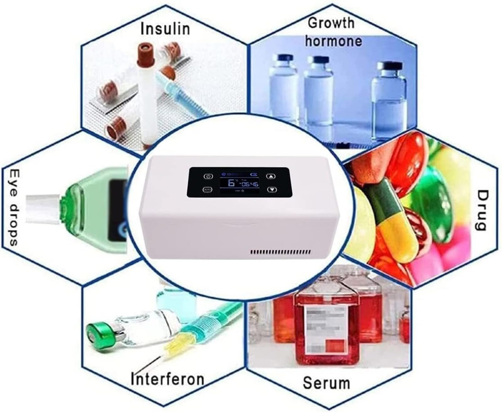 Mini frigorifero per insulina, per viaggi, raffreddamento intelligente con batteria, custodia portatile da viaggio per insulina, per casa, campeggio, camper e volo