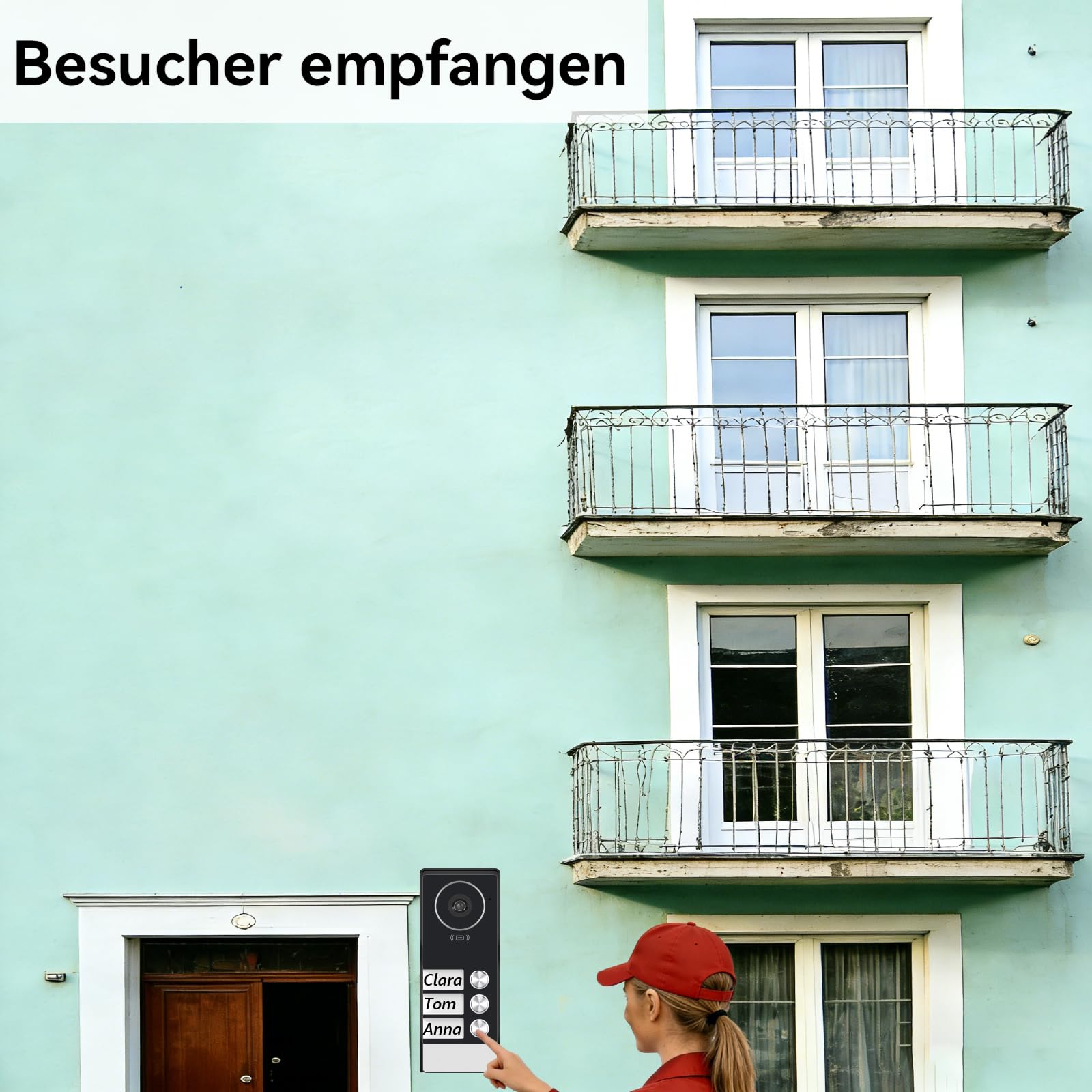 Video Türsprechanlage für 3 Familienhaus, 2-Draht,3X 7 Zoll Monitor & App - Smarte Video Türklingel mit Kamera & Gegensprechanlage, RFID, 2-Wege-Audio KW08-IP7-3F