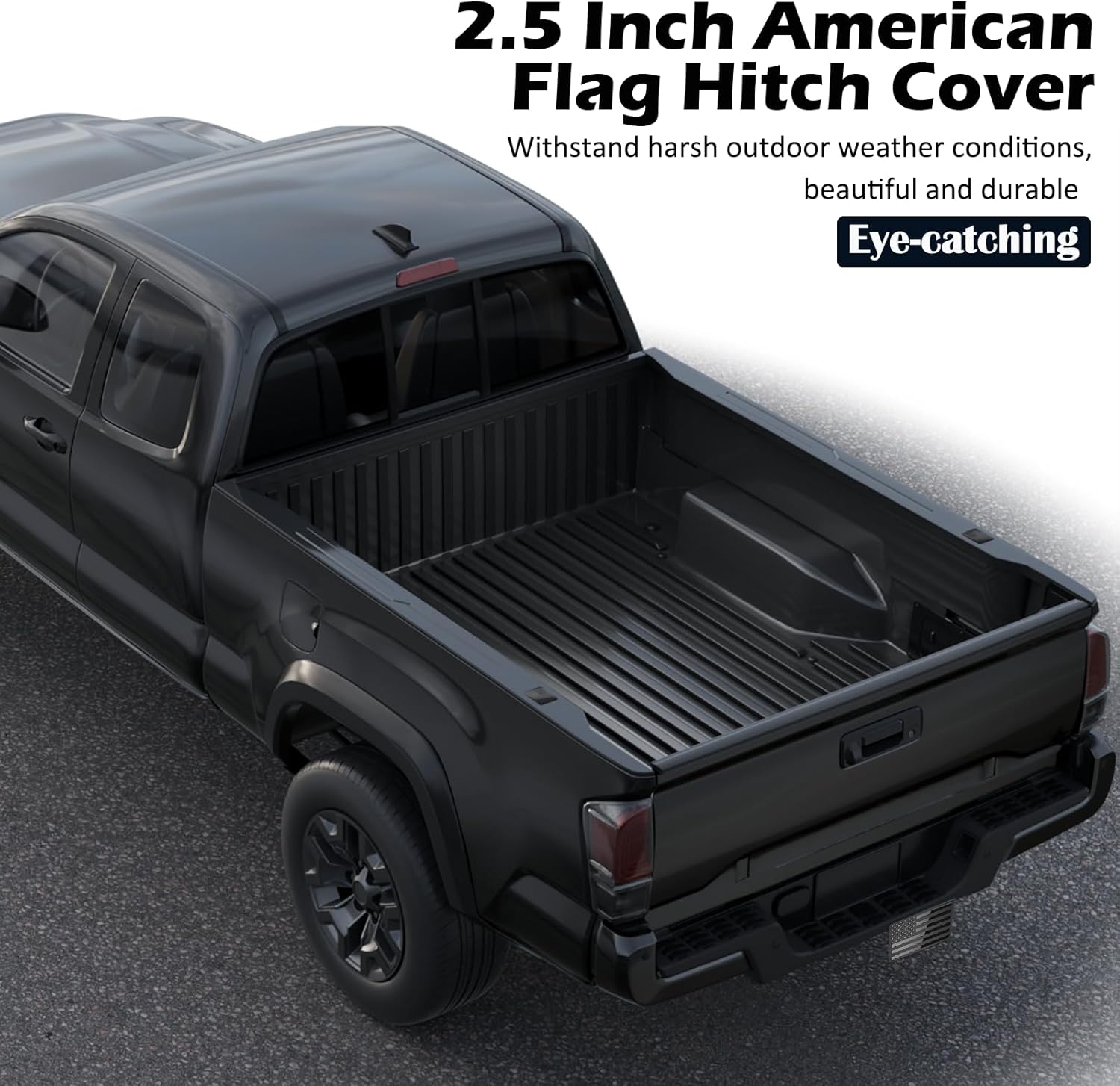 OGYE 2.5 Inch American Flag Trailer Hitch Cover, Fit for 2.5 Inch Hitch Receivers (with 5/8" Pin Dia Anti-Theft Trailer Hitch Lock)，Black