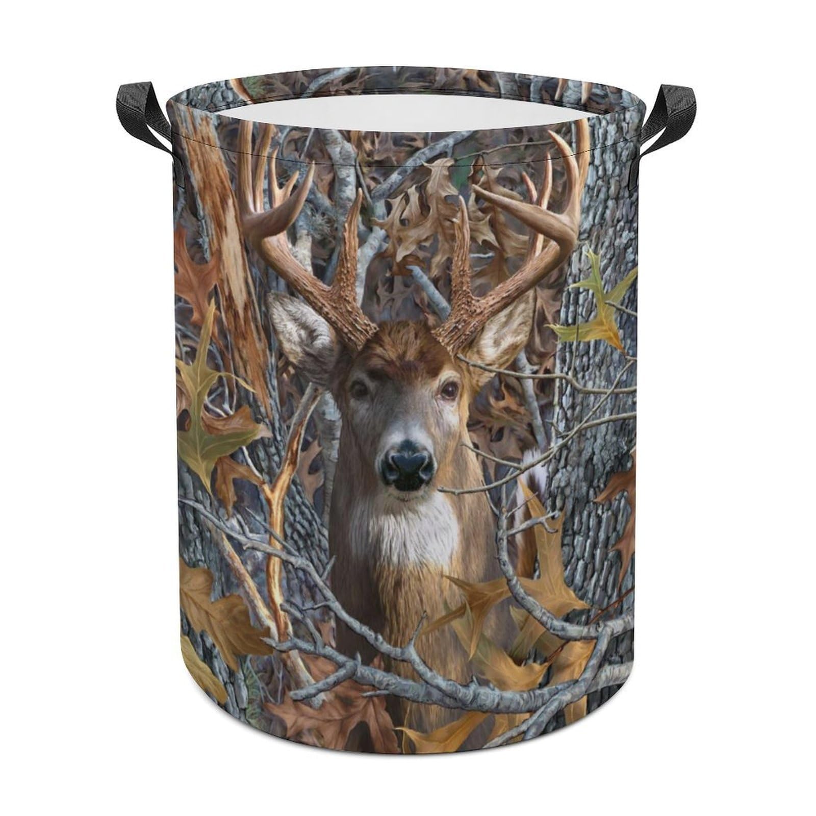 MHYRAC Laundry Hamper, Camo Buck Deer Laundry Basket, Washing Basket with Handle