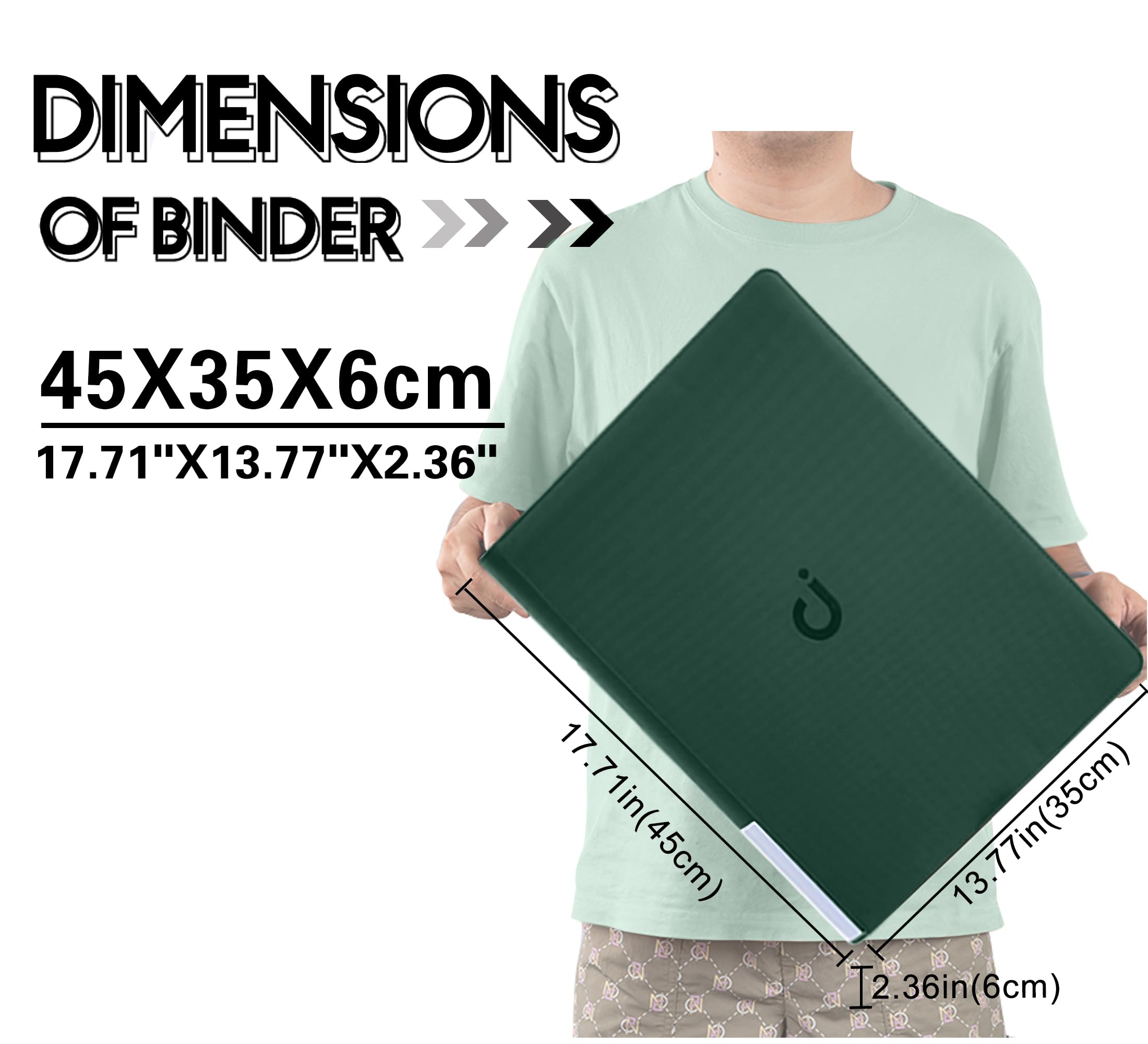 D DACCKIT Classeur à 16 pochettes pour 1024 cartes, album de cartes sans anneaux de 10 x 10 cm avec pochettes pour cartes à collectionner et cartes de sport (modèle A, vert noirâtre)