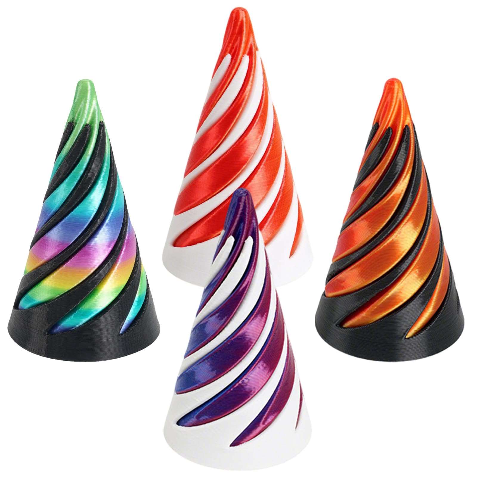LEBKFT 4 Pcs 3D Printed Spiral Cone Fidget Toys