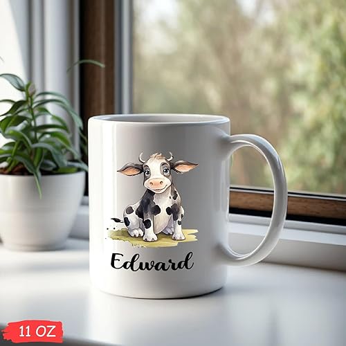 Miniatura 4 de Ezaro Taza de cerámica personalizada con nombre, para amantes de los animales de granja, regalo para amantes de las vacas para niños, amigos,