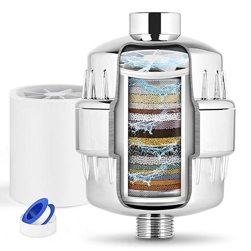 Filtro de cabezal de ducha de 25 etapas para agua dura, filtro de agua de ducha para eliminar cloro y flúor, filtro de ducha de agua dura de alto