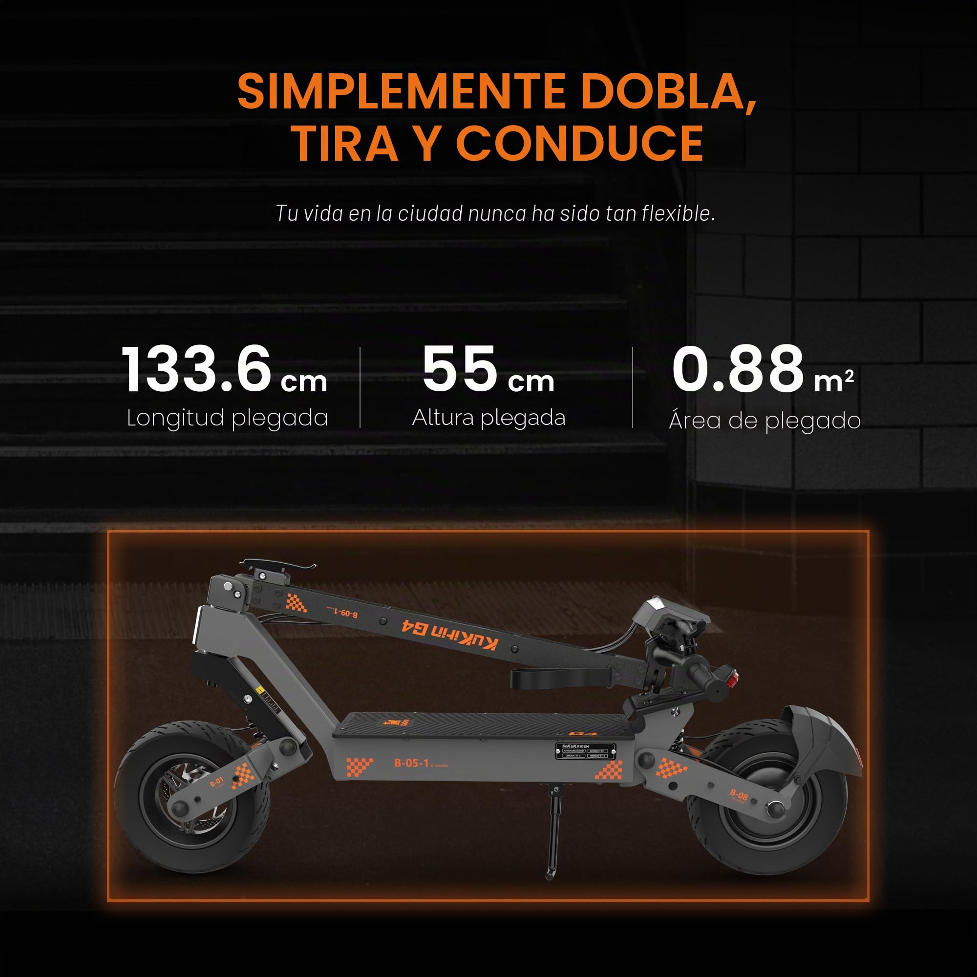 Patinete Eléctrico KuKirin G4 | 20 km/h | Autonomía 75 km | Certificado CE | IP54 | Neumáticos 11"