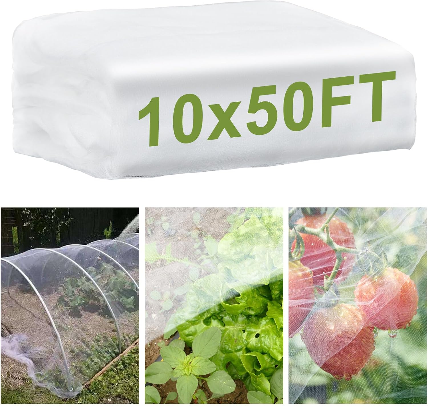 Fine Mesh Garden Netting for Protection, 10 x 50 FT Plant Cover | Greenhouse Row Cover for Gardening, Garden Netting Pest Barrier for Protect Fruits, Plants, Flowers, Vegetables, Trees