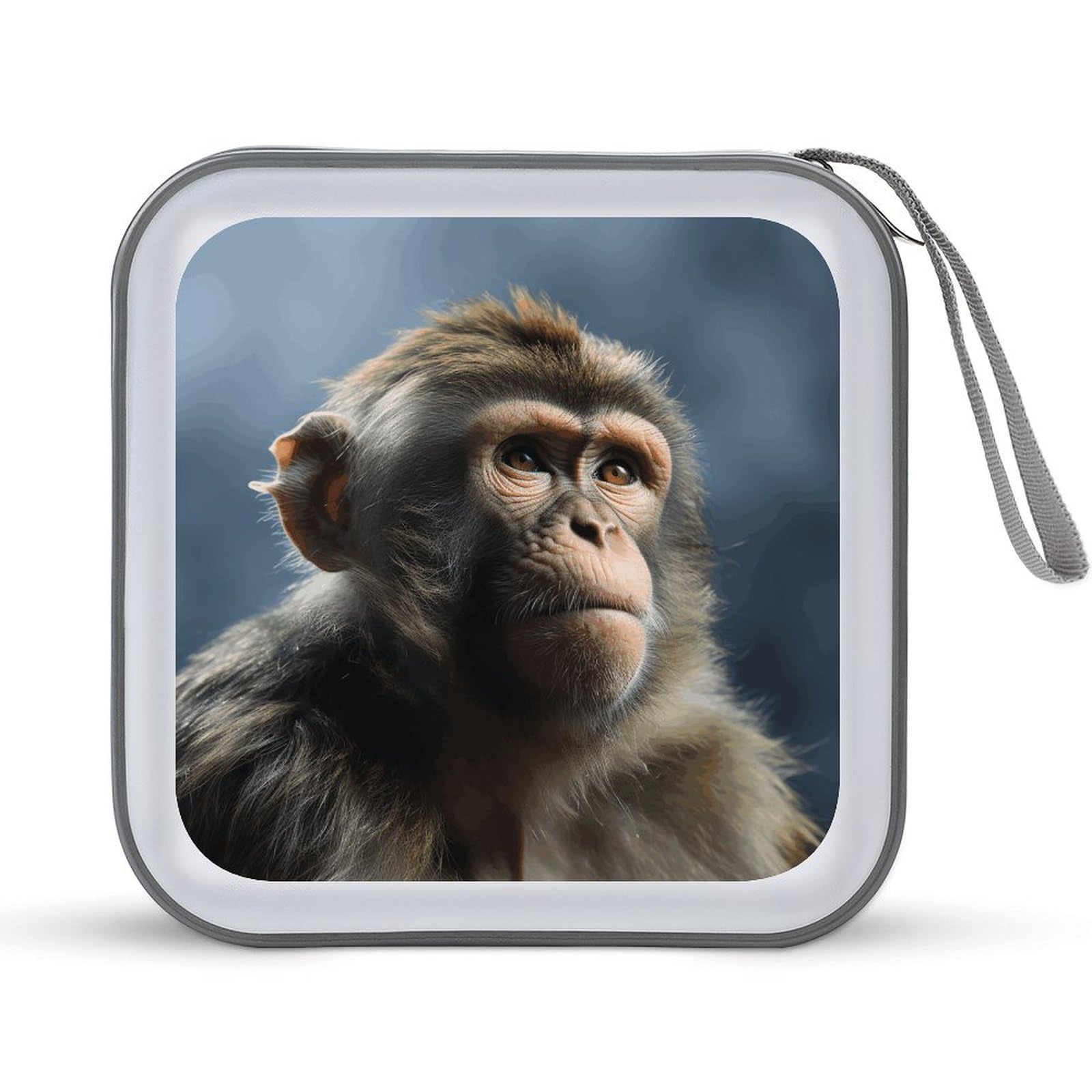 FekiLoot Monkey 40 Capacity CD Case, Hard Plastic DVD Holder, Portable DVD Disc Storage Folder with Zipper, Disc Storage Organizer with