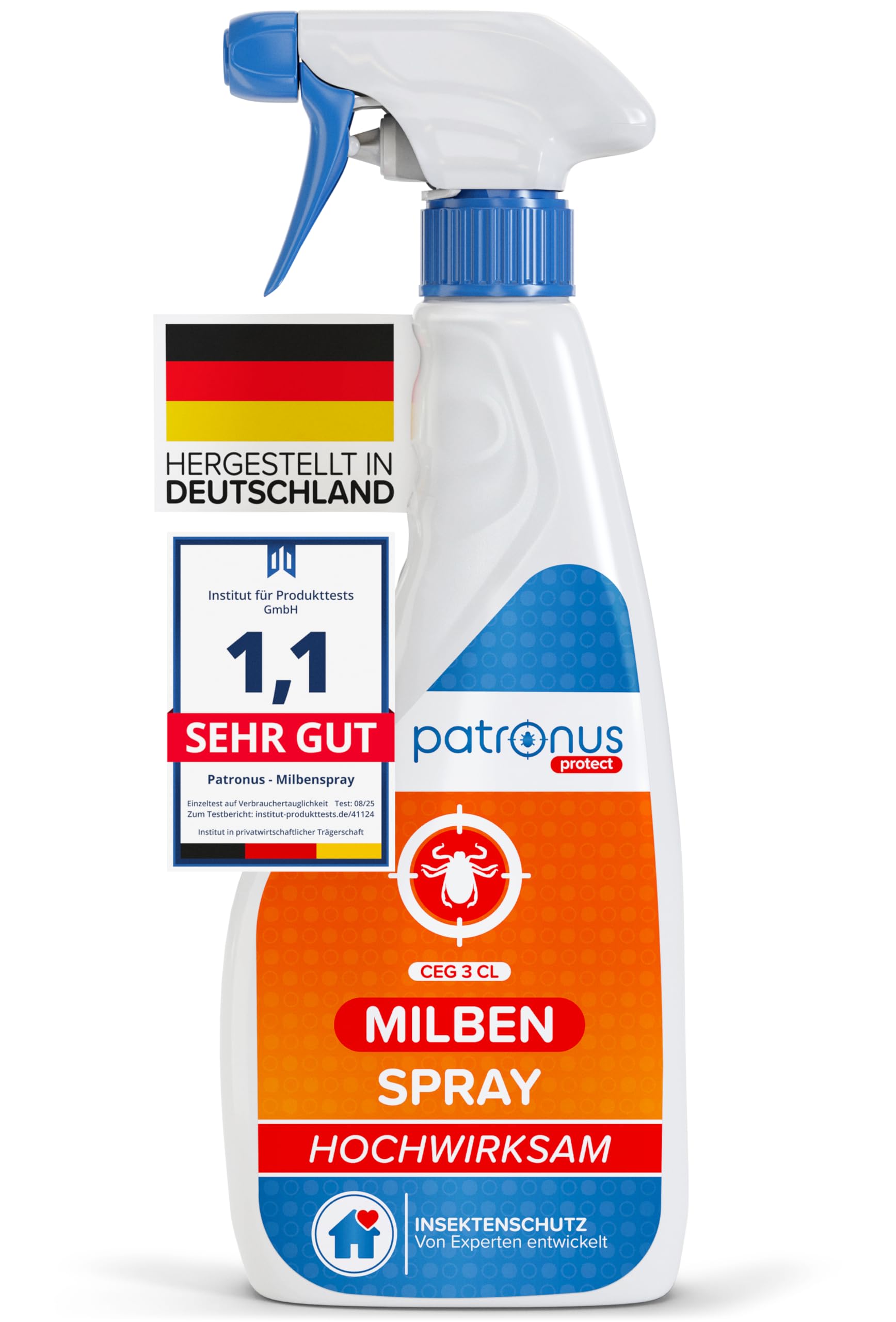 Milbenspray für Matratzen und Polster 500 ml - speziell für Hausstaub-Allergiker - Milben-Spray mit Sofort- & Langzeitschutz als Abwehr-Mittel gegen Hausstaubmilben - effektiv & laborgeprüft