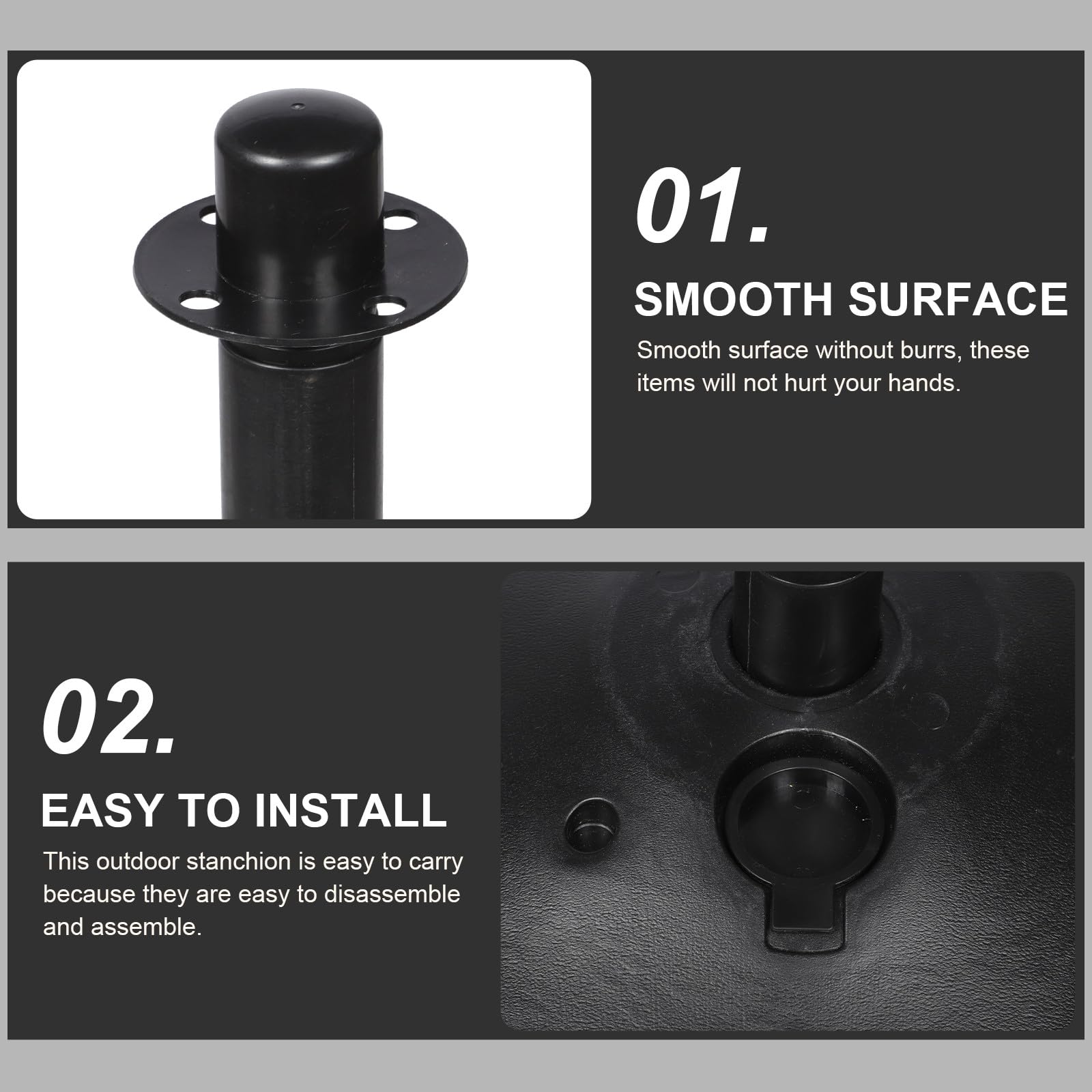 Outdoor Crowd Control Ber - Bolardo seguro de polietileno negro con suave, ideal para advertencia de entrada, eventos y apoyo seguro para el público