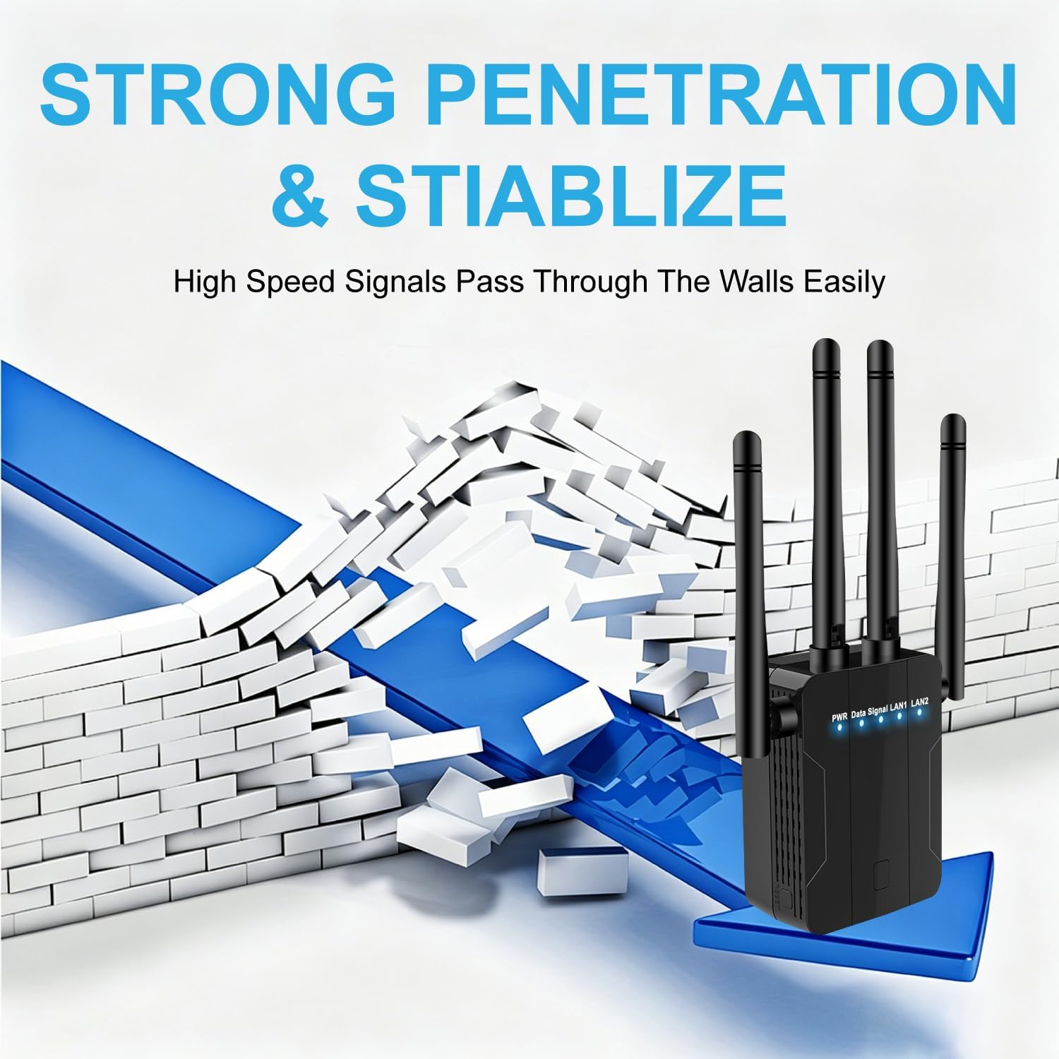 WiFi Extender Signal Booster 1200Mbps Dual Band Whole Home WiFi Repeater