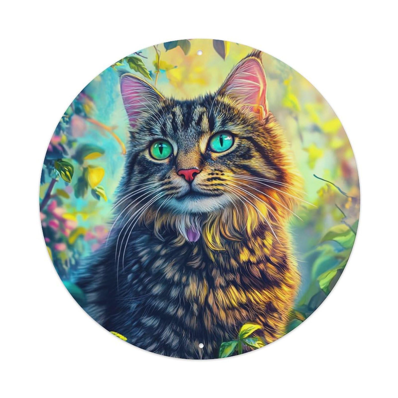 Animal Artwork Kitten in The Forest Metal Tin Sign