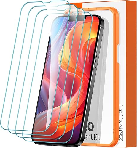 DIMONCOAT Paquete de 4 protectores de pantalla para iPhone 13 Pro MaxiPhone 14 Plus 10X protección militar marco de fácil instalación compatible con