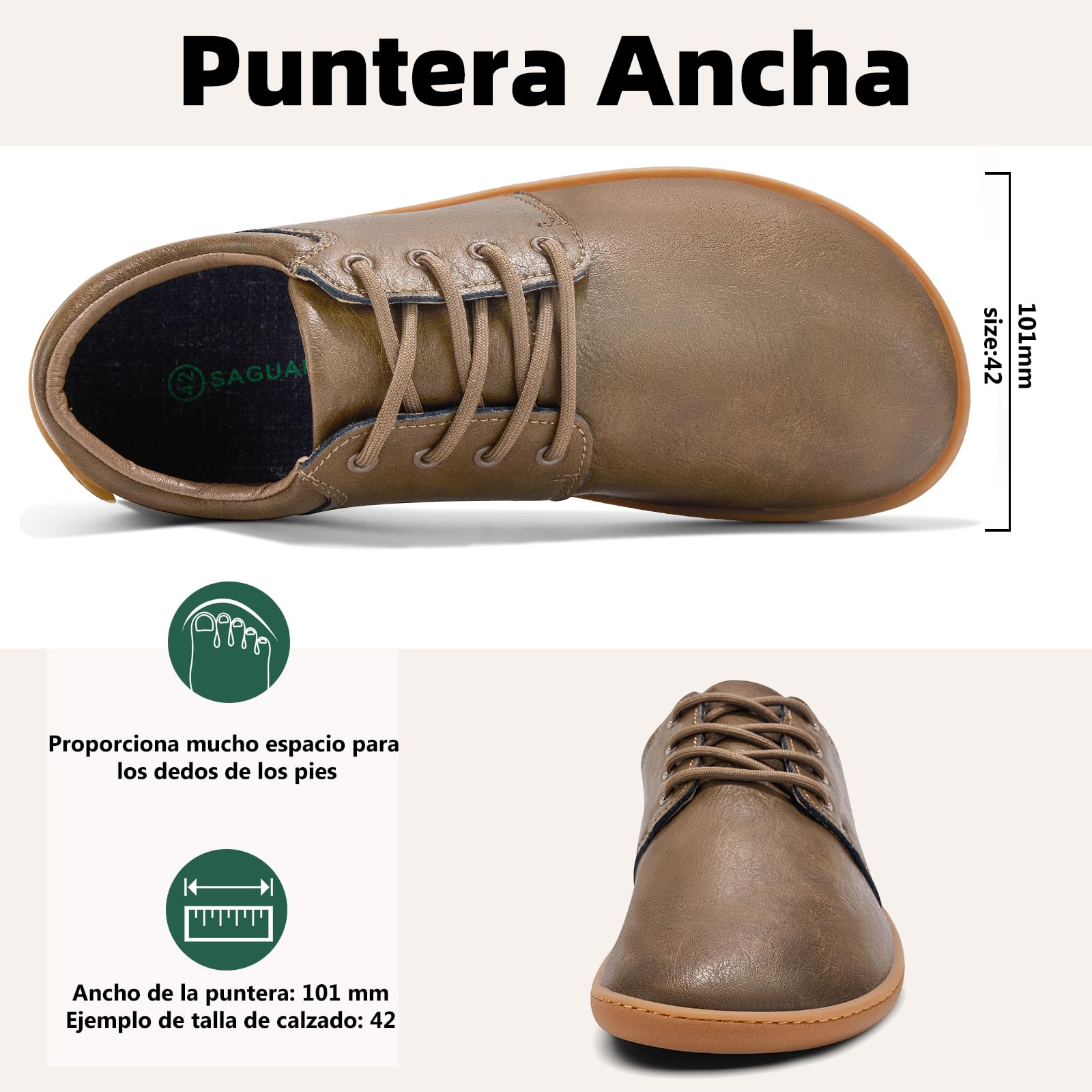 SAGUARO Zapatillas Minimalistas Barefoot Hombre - con Puntera Ancha, Noble II, Talla 36-48