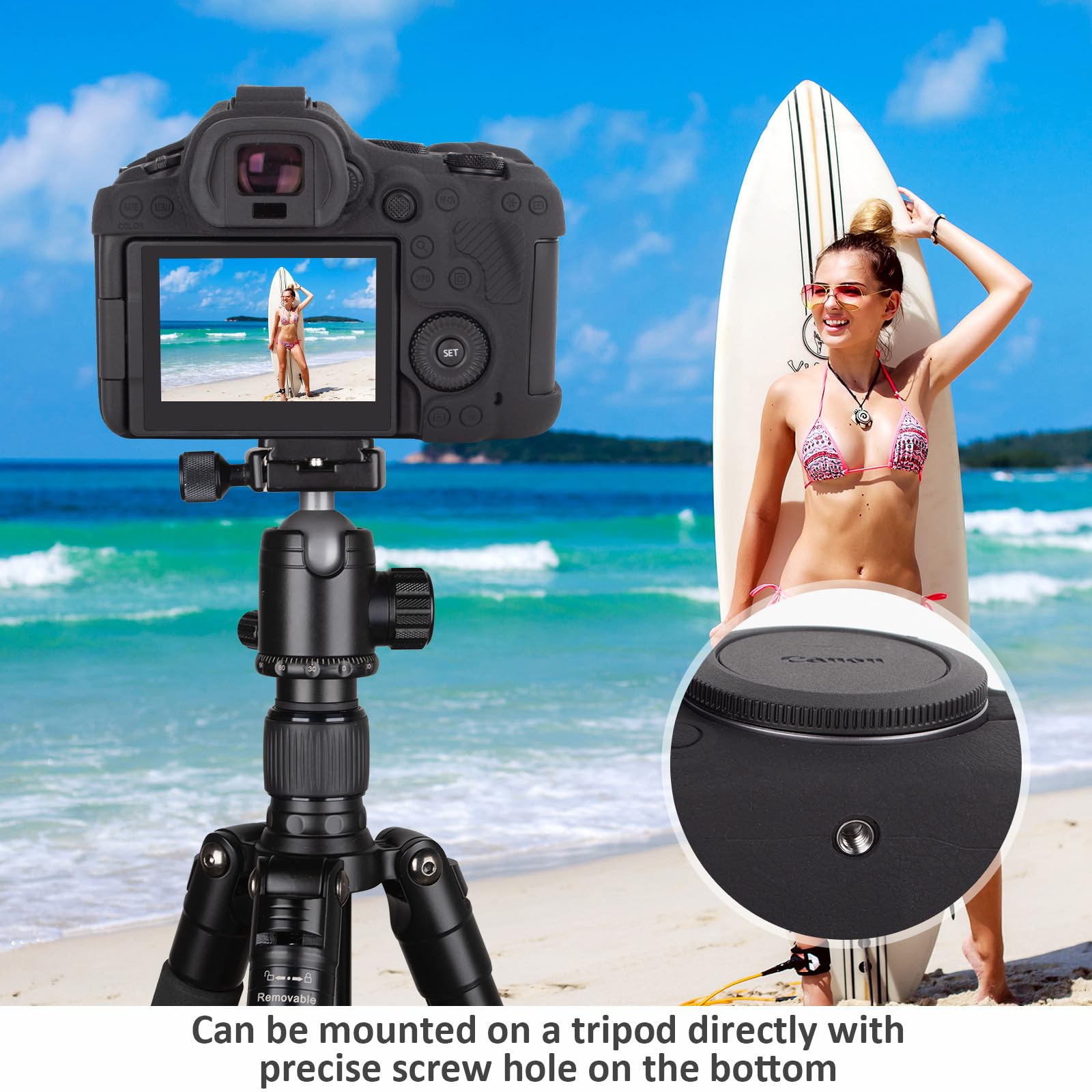 kinokoo Custodia per Canon EOS R6 Mark III, morbido silicone per fotocamera EOS R6 III/R6III/ R6 Mark III, Protezione completa con superficie opaca e impugnatura ergonomica - Nero