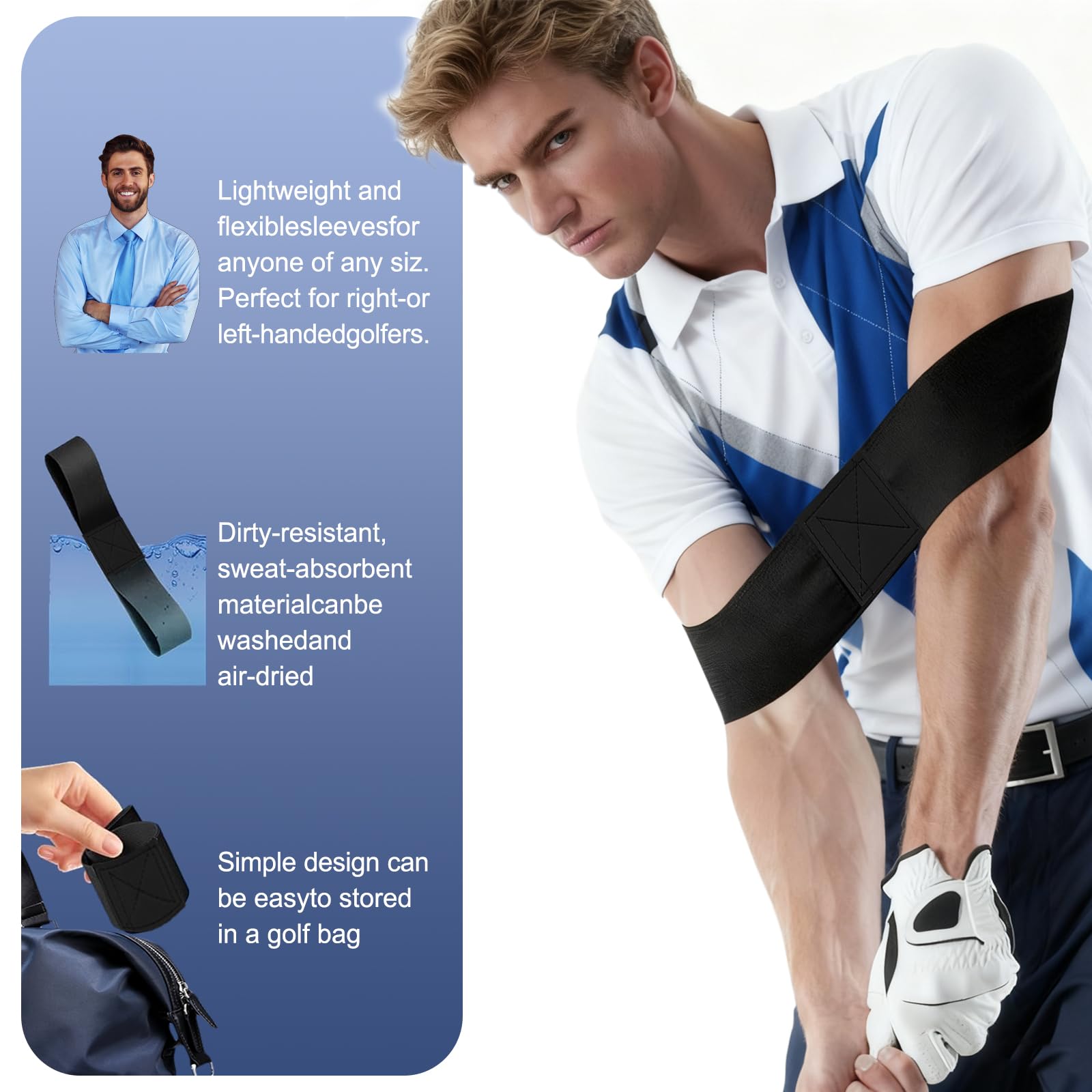 Bandas Brazo Entrenamiento Swing Golf, Corrector Postura, Bandas Elásticas para Swing de Golf, Adecuado Principiantes, Mejorar Postura Swing