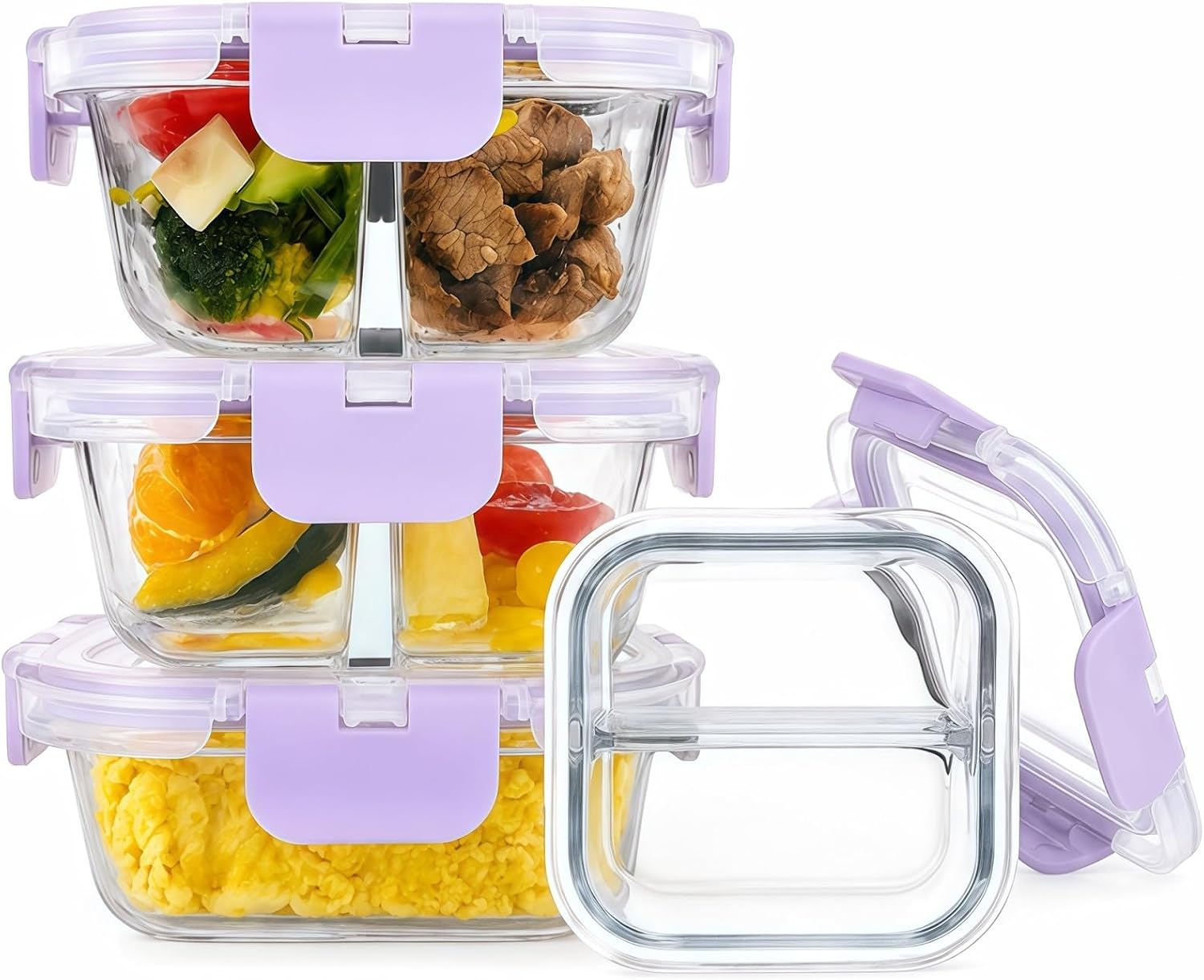 3 Pack Bariatric Meal Prep Containers, 8oz Glass Snack Containers