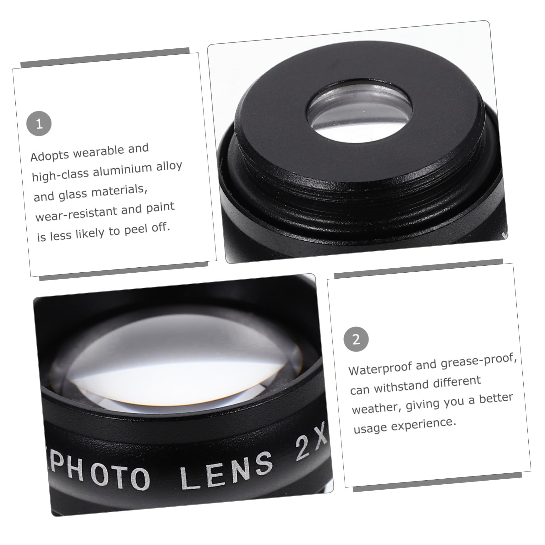 Gatuida Filtros de Cámara Móvil Clip Lentes Profesionales Macro para Disparar Compatible Teléfono Negro