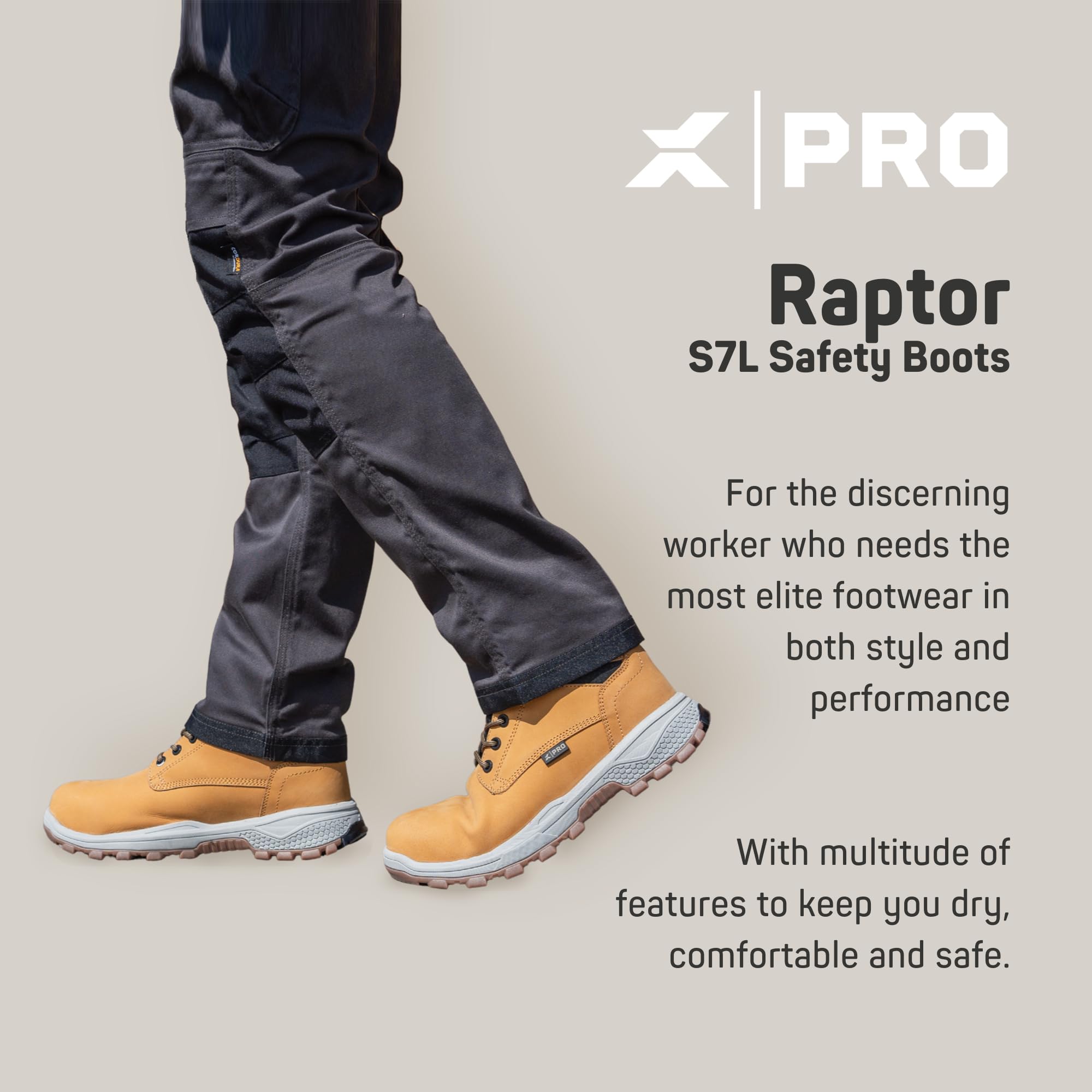 Xpert - Botas de seguridad impermeables PRO Raptor S7L. Zapatos con puntera con cordones. Botas de trabajo de cuero cómodas, resistentes al agua y al viento para hombre con soporte para el tobillo y