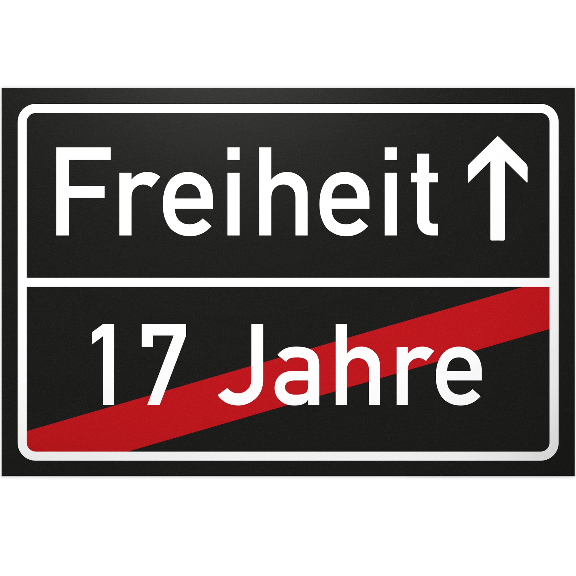 DankeDir! Freiheit Achtzehn - Schild Ortsschild schwarz Geschenk 18. Geburtstag Freund Freundin Geschenkidee Geburtstagsgeschenk Volljährigkeit Geschenk 18er Geburtstagsparty