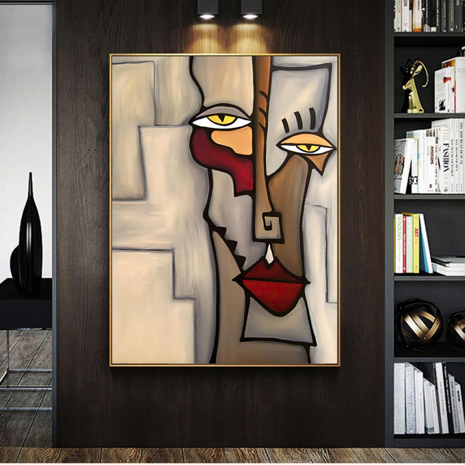 Picasso Classical Art Paintings Print on Canvas Art Posters and Prints Abstract Famous Wall Art Pictures Living Room 60x80cm(24x31inch) with-Golden-Frame