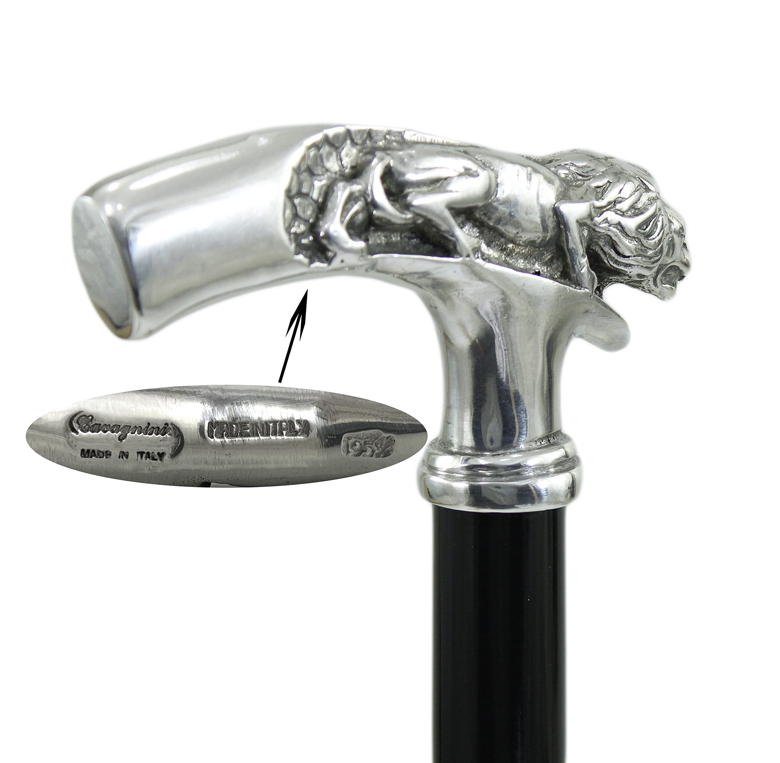 Jaguar CAVAGNINI Gehstock Eleganter Zeremonie für Senioren Damen und Herren Länge anpassbar (Jaguar- Braun)